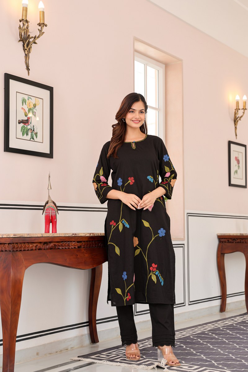Nagma MulCotton A-line HandPainted Pant Set - The Jaipur Studio
