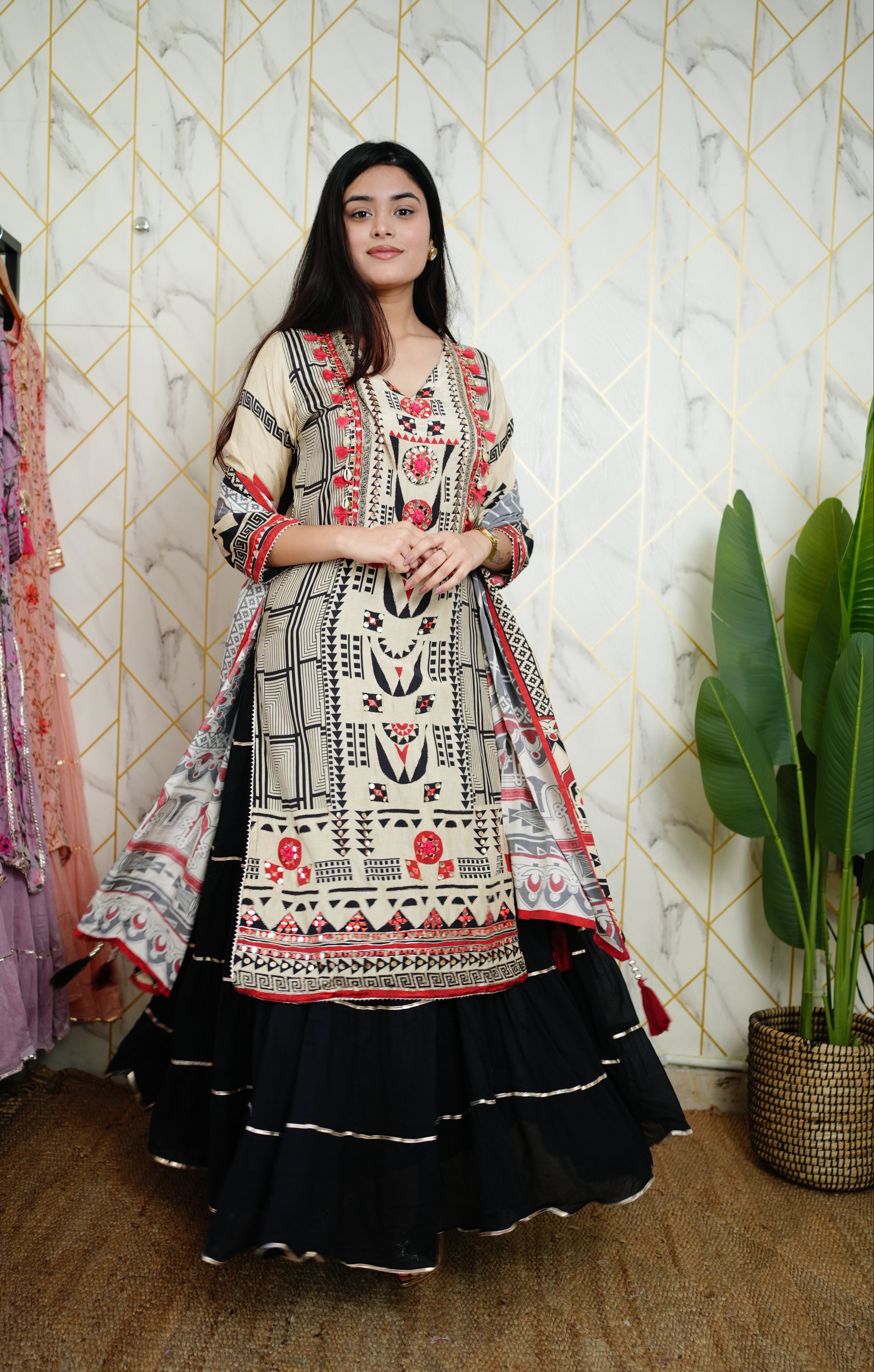 Faiza Muslin Double Layer Dupatta Set - The Jaipur Studio