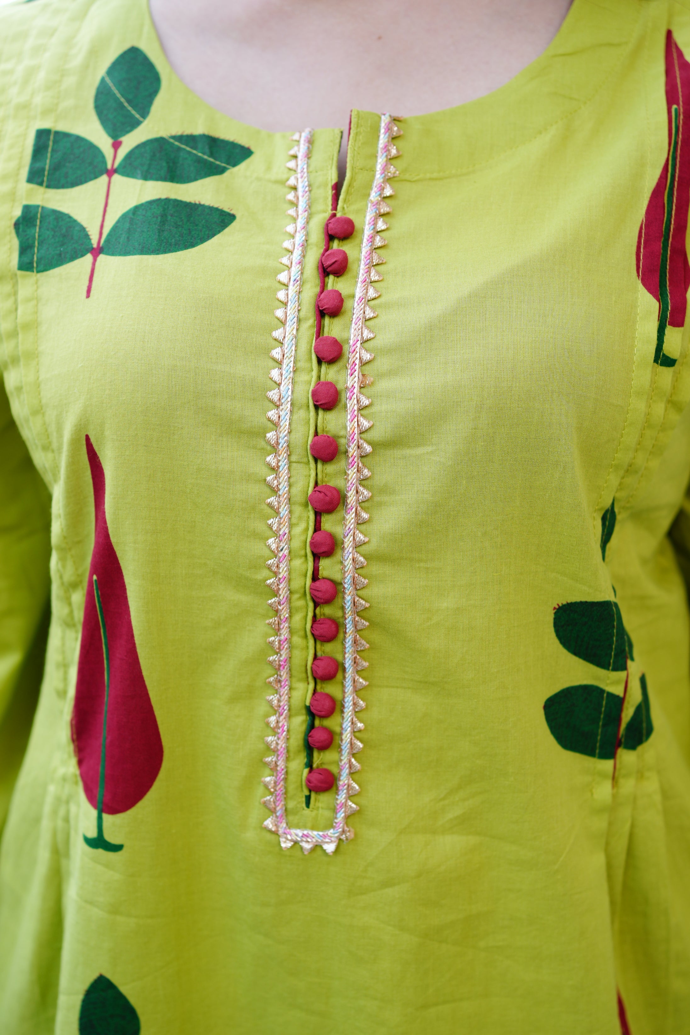 Erisha Cotton Handblock Embroidered Pant Set - The Jaipur Studio
