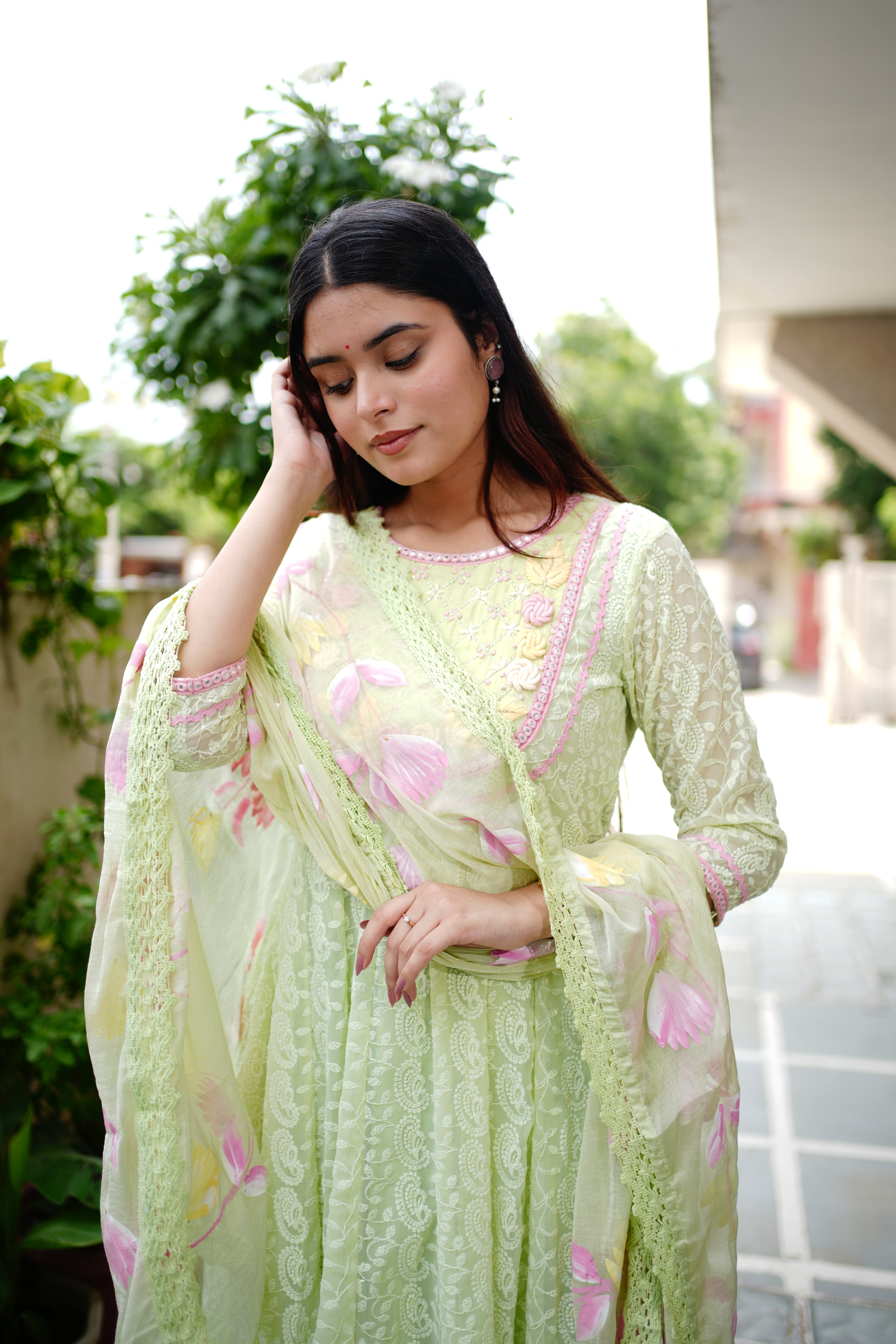 Mia Georgette HandEmbroidered Anarkali Set - The Jaipur Studio