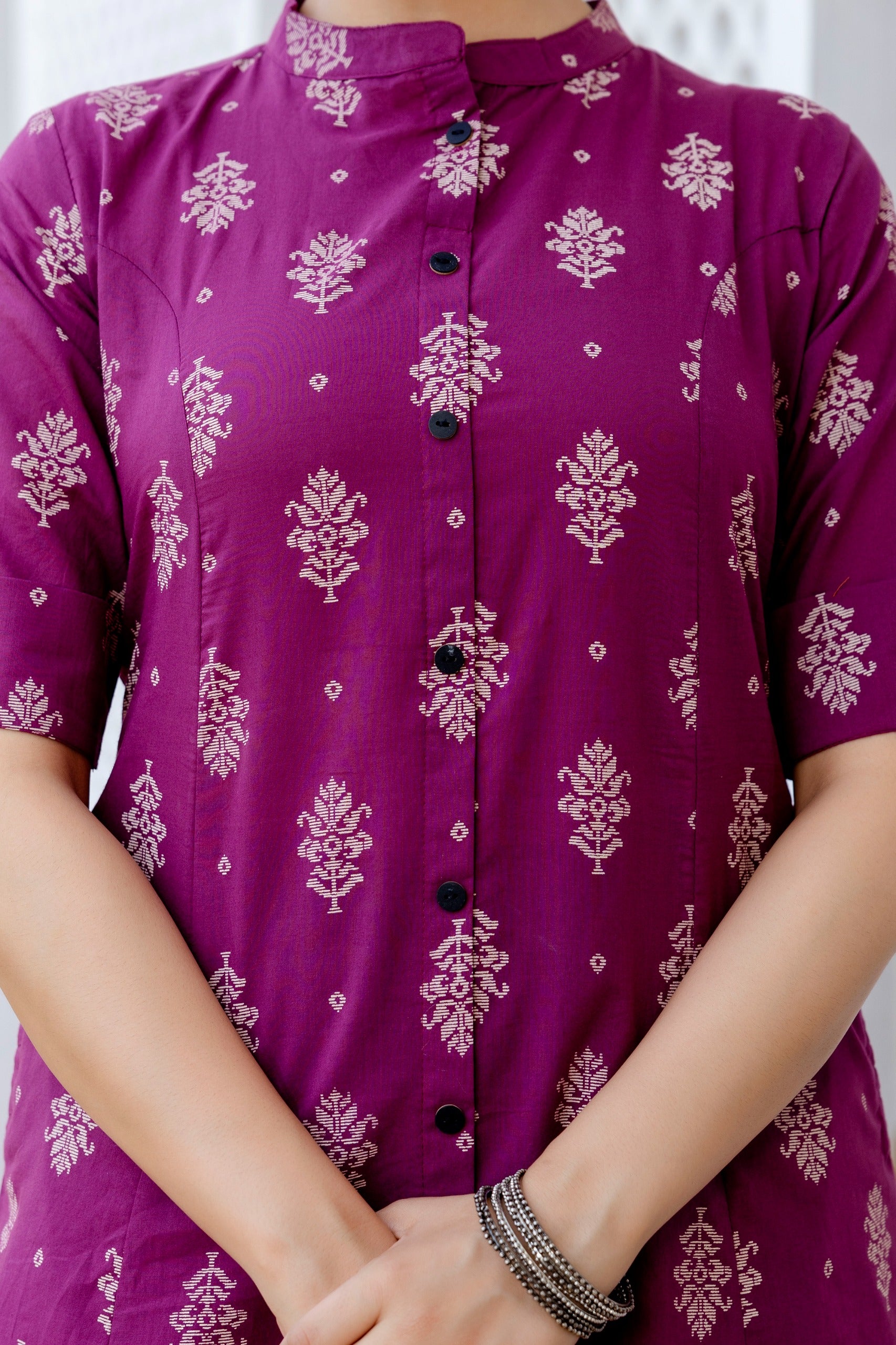 Purple Jamdani Cotton A-line Coord Set - The Jaipur Studio