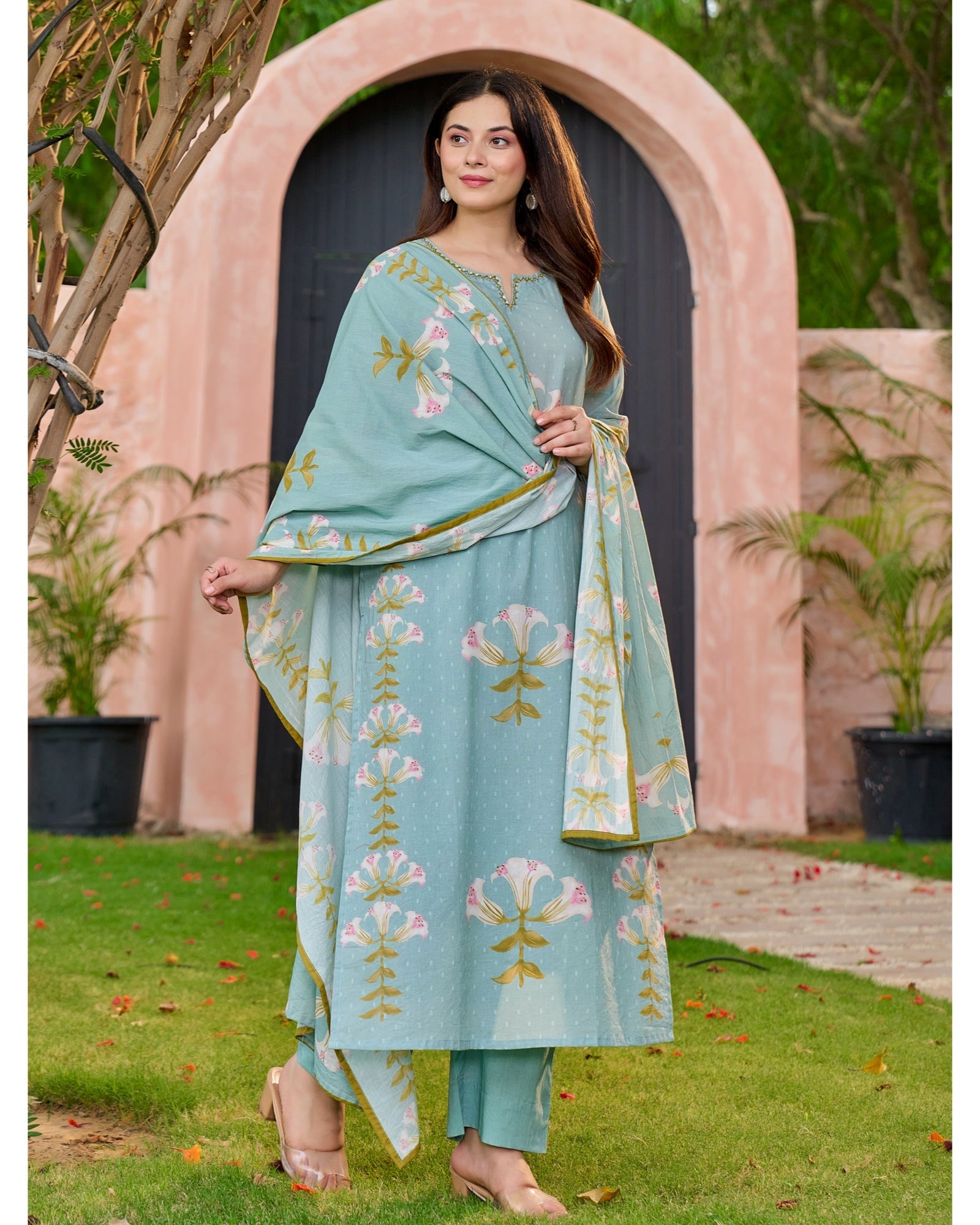 Reem Lily Cotton HandEmbroidered Pant Set - The Jaipur Studio