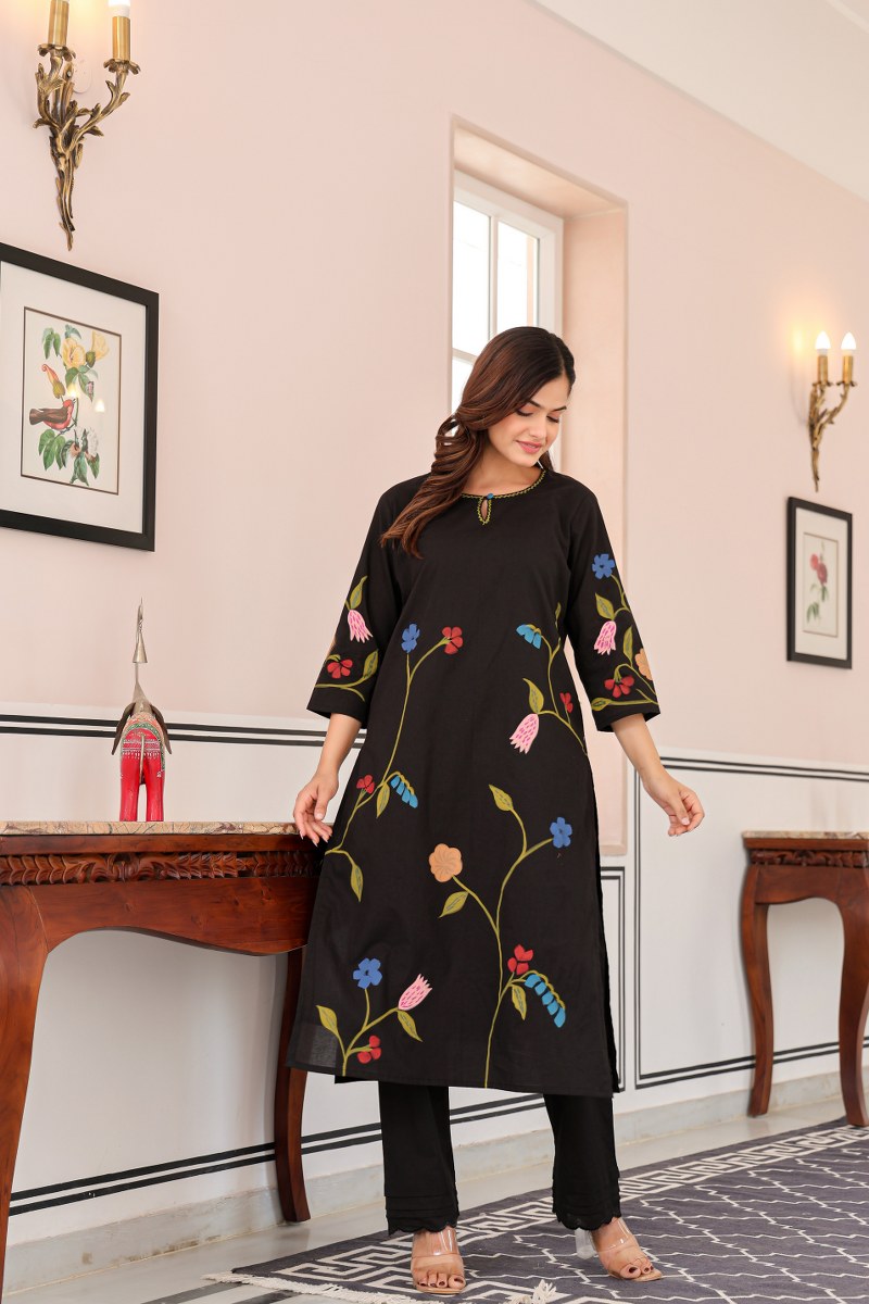 Nagma MulCotton A-line HandPainted Pant Set - The Jaipur Studio
