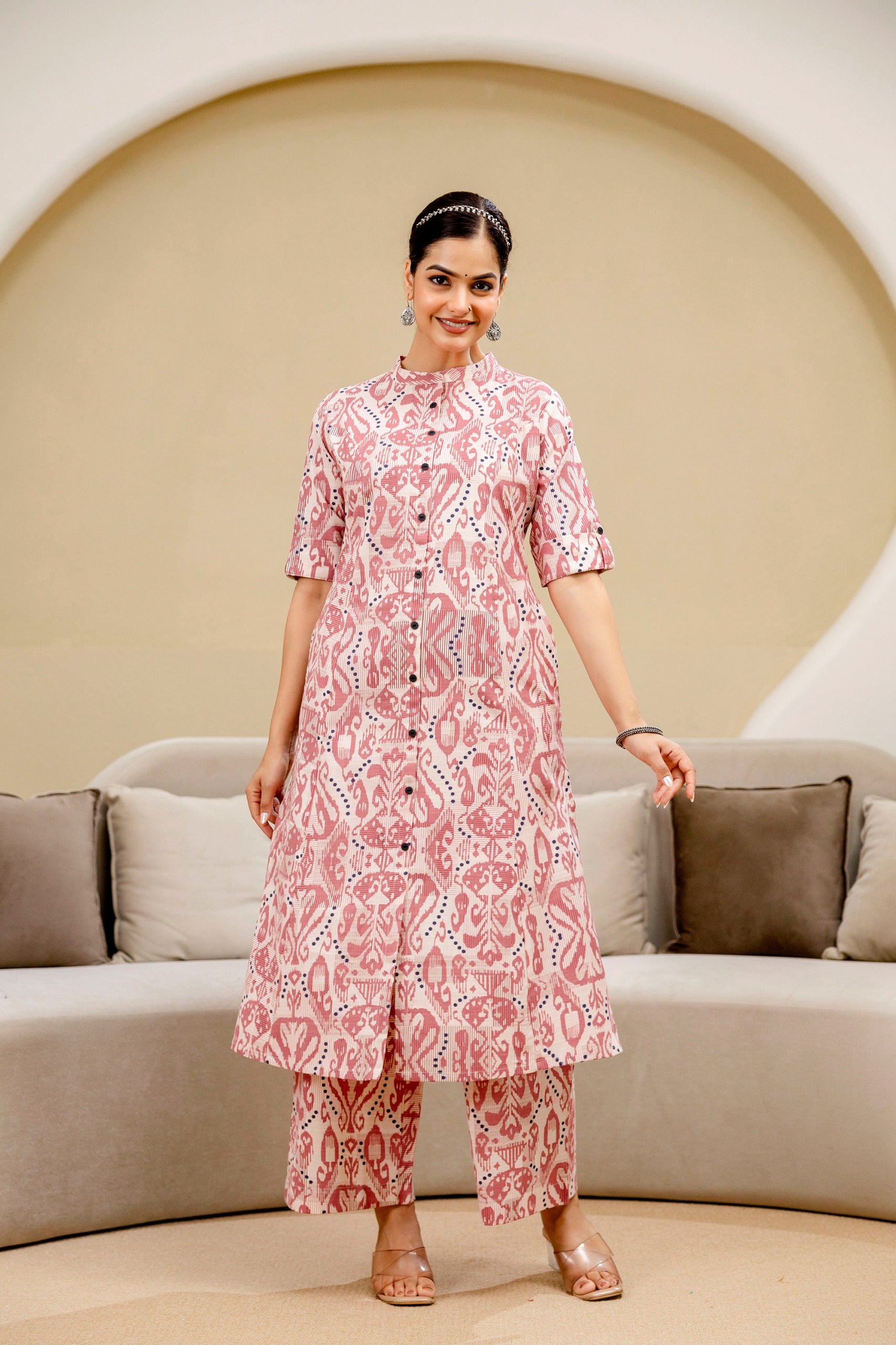 Pari Cotton Ikkat Cotton A-line Coord Set - The Jaipur Studio