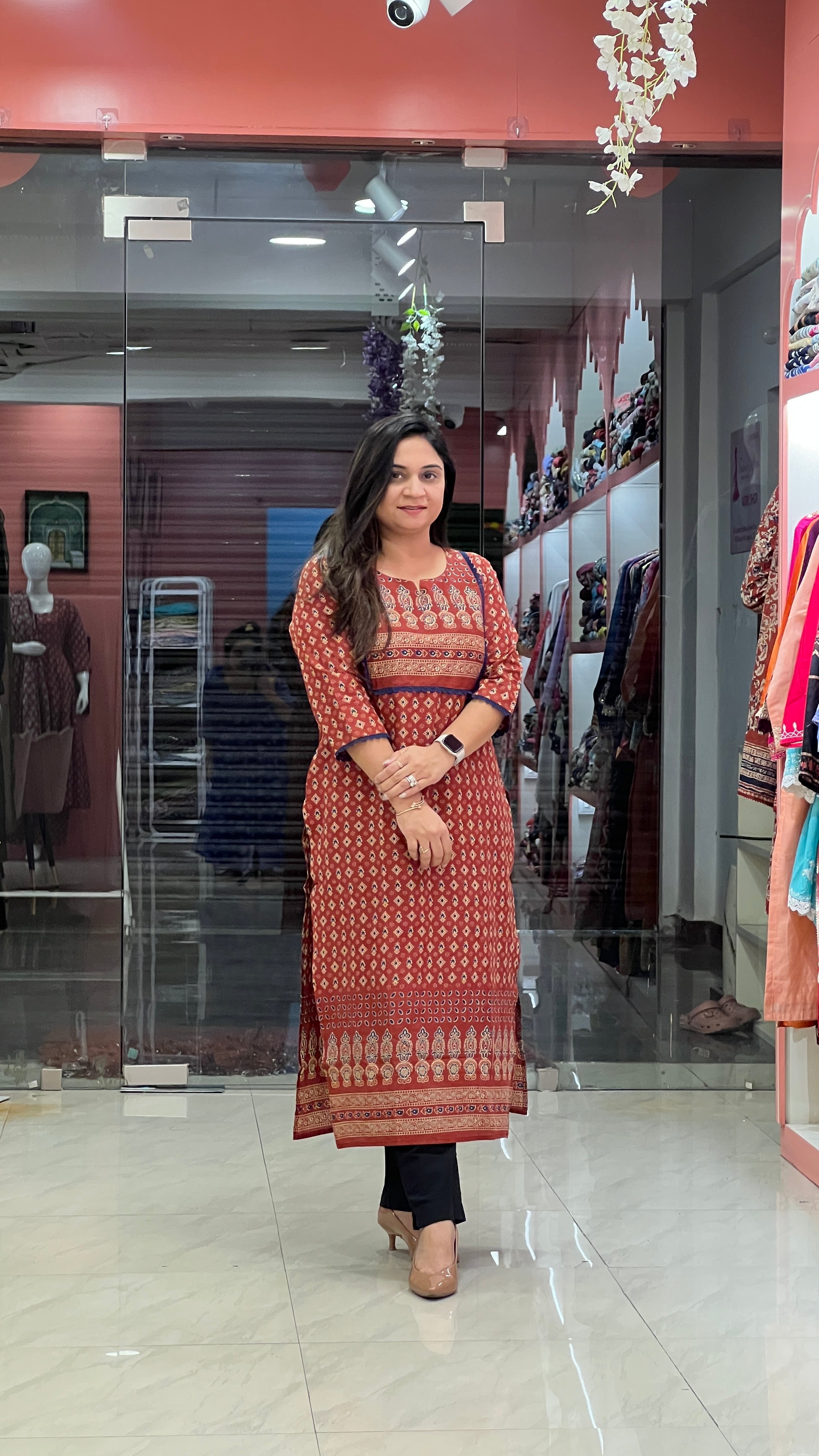 Cotton Ajrakh Casual Straight Kurta