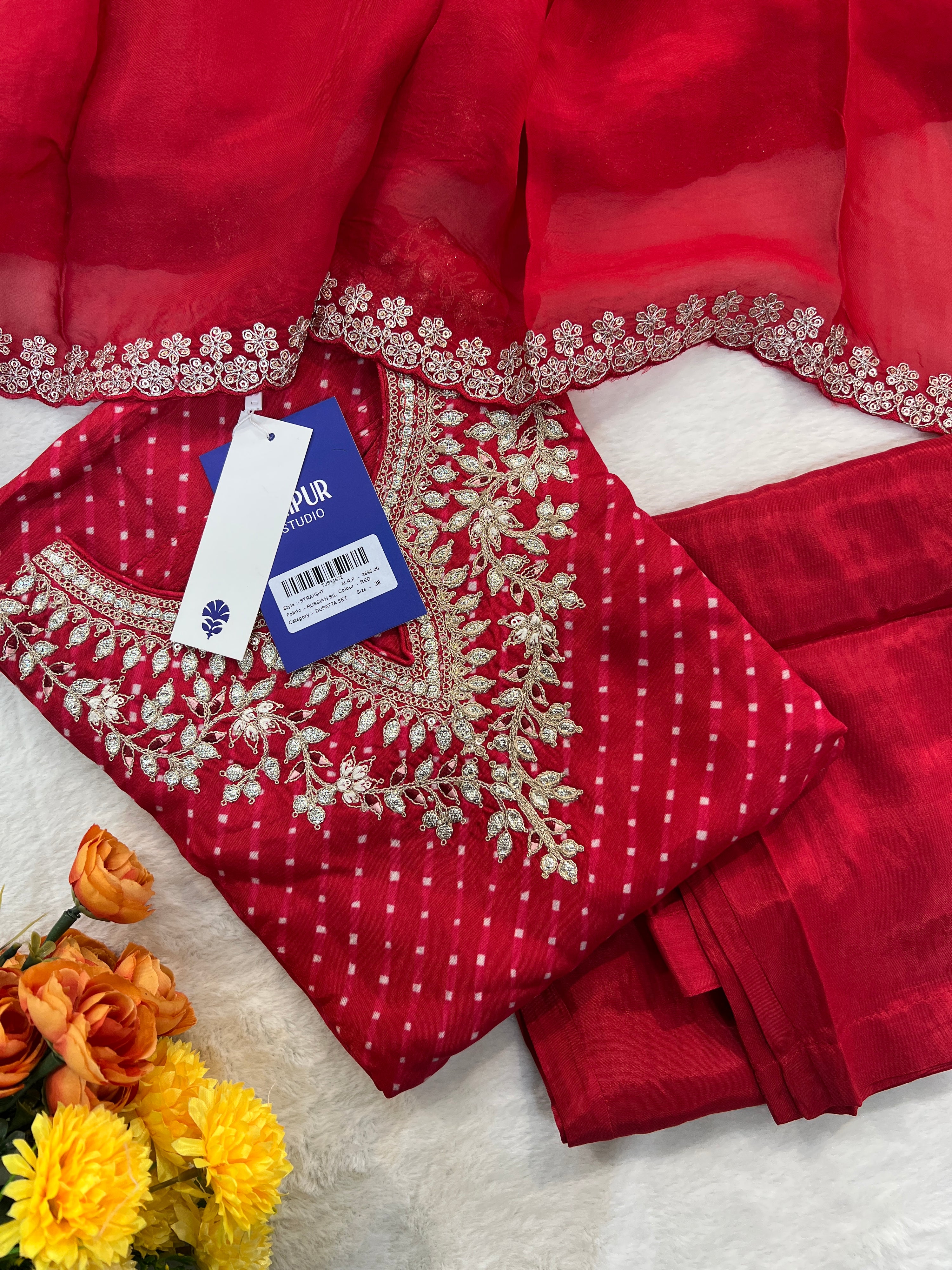 Zyra Bandhani Silk Embroidered Pant Set