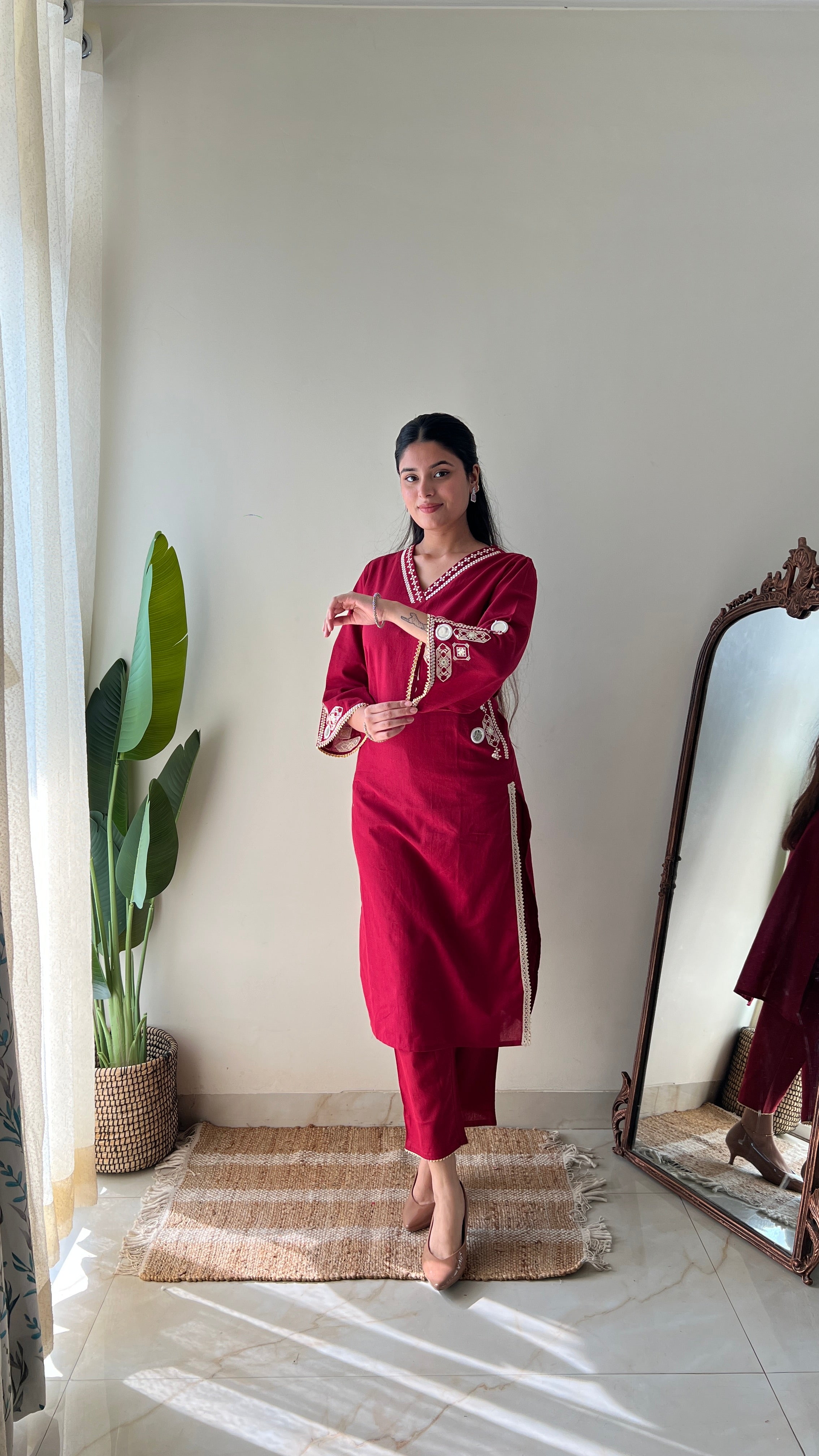 Jalsa Kutch Embroidered Straight Pant Set