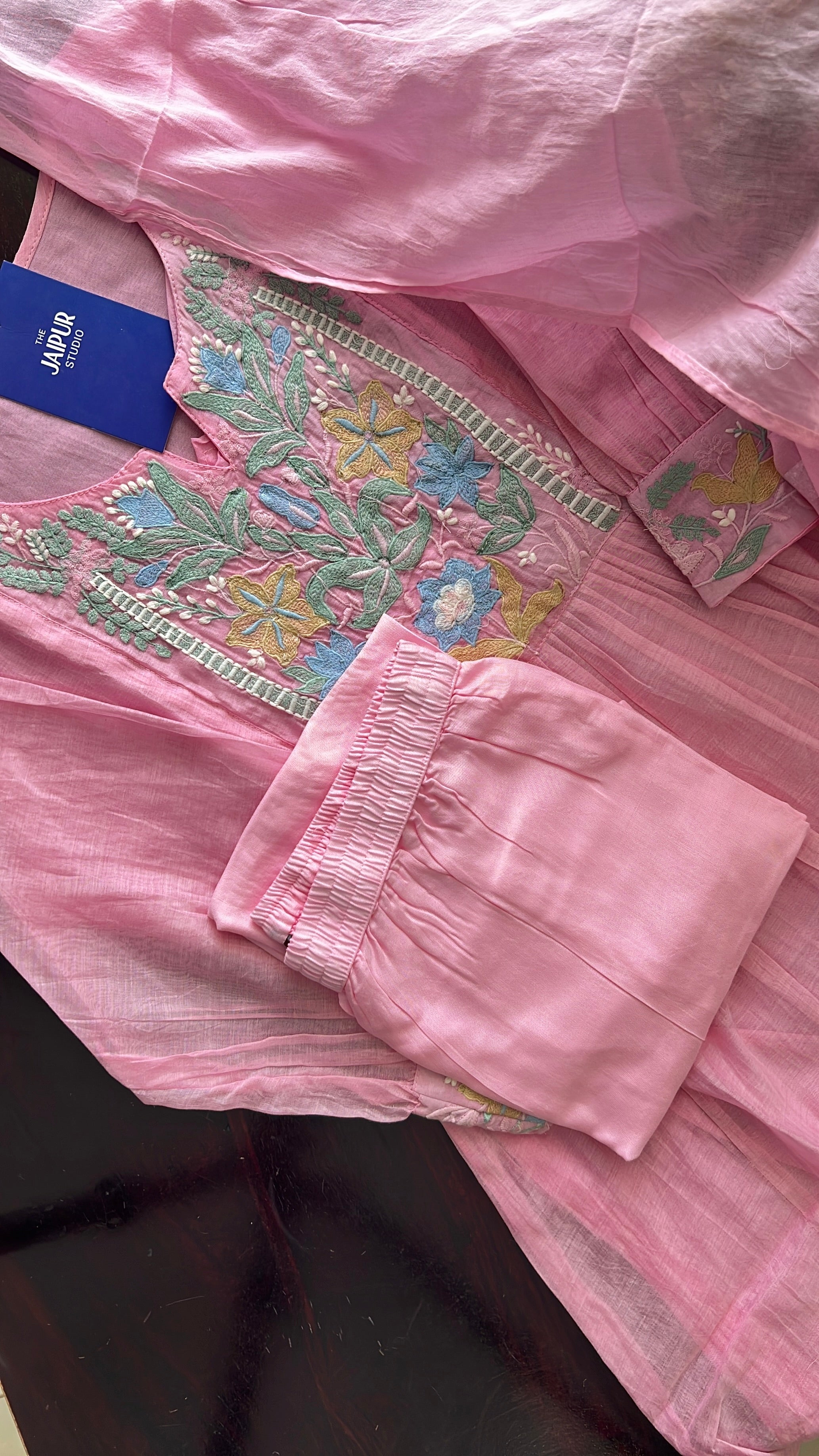 Zainab Chanderi Embroidered A-line pant Set