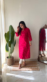 Pink Floral Casual Cotton Straight Kurta - The Jaipur Studio