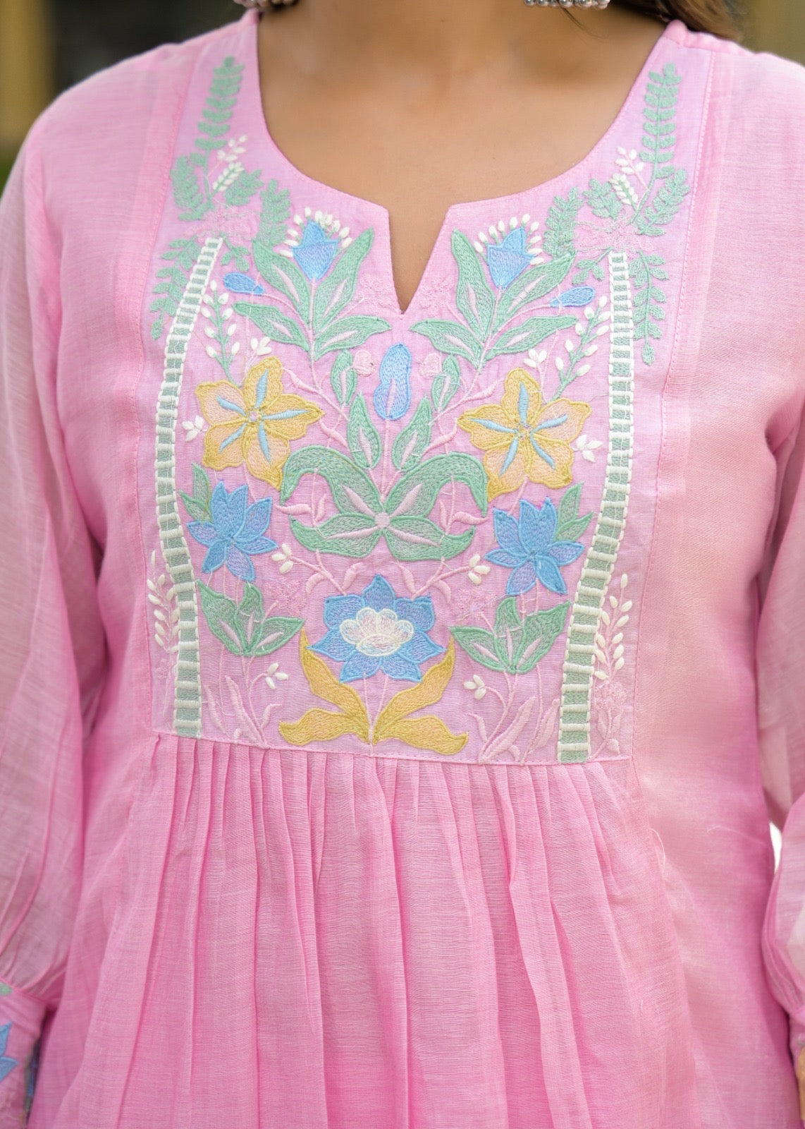 Zainab Chanderi Embroidered A-line pant Set