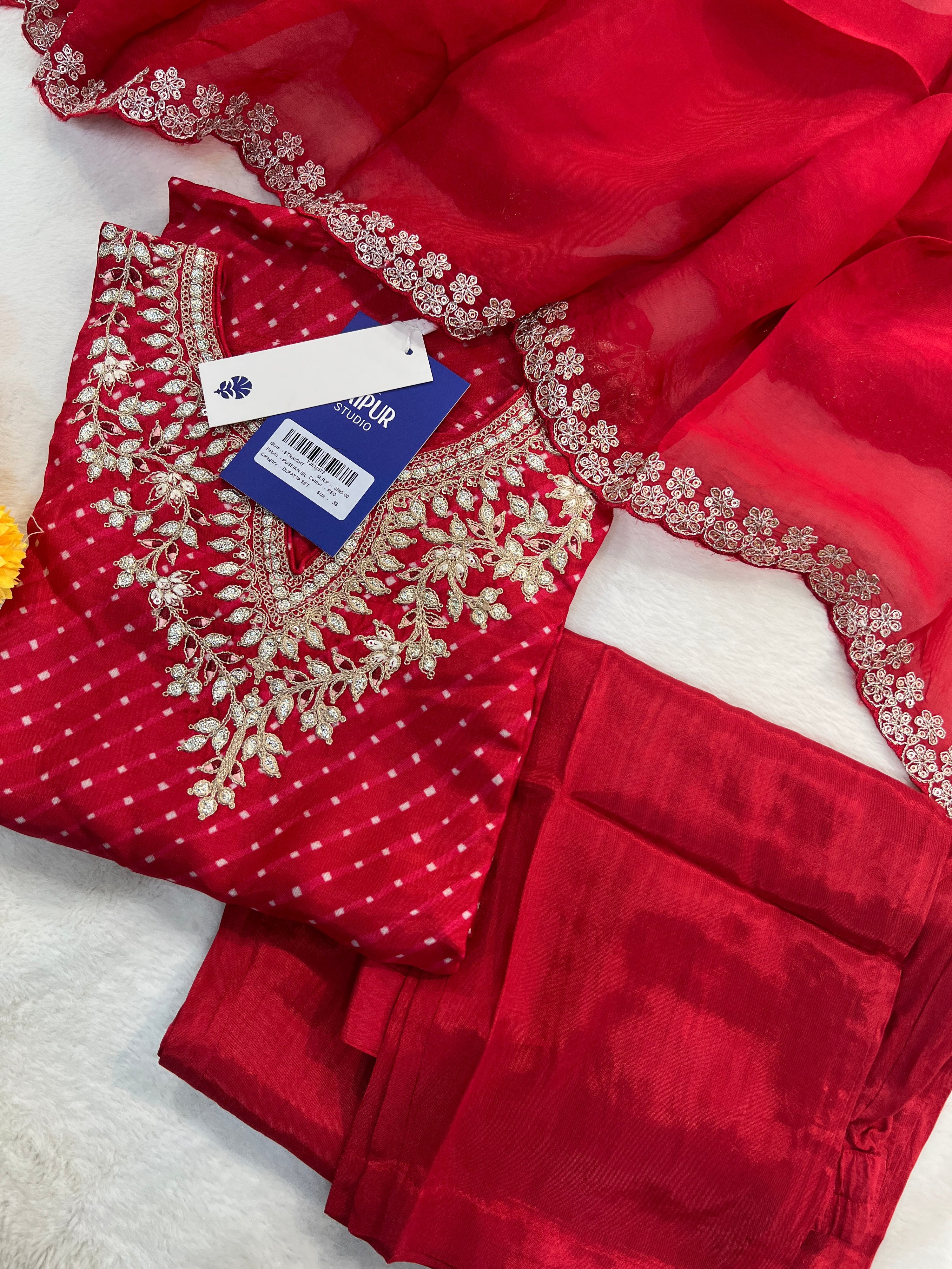 Zyra Bandhani Silk Embroidered Pant Set