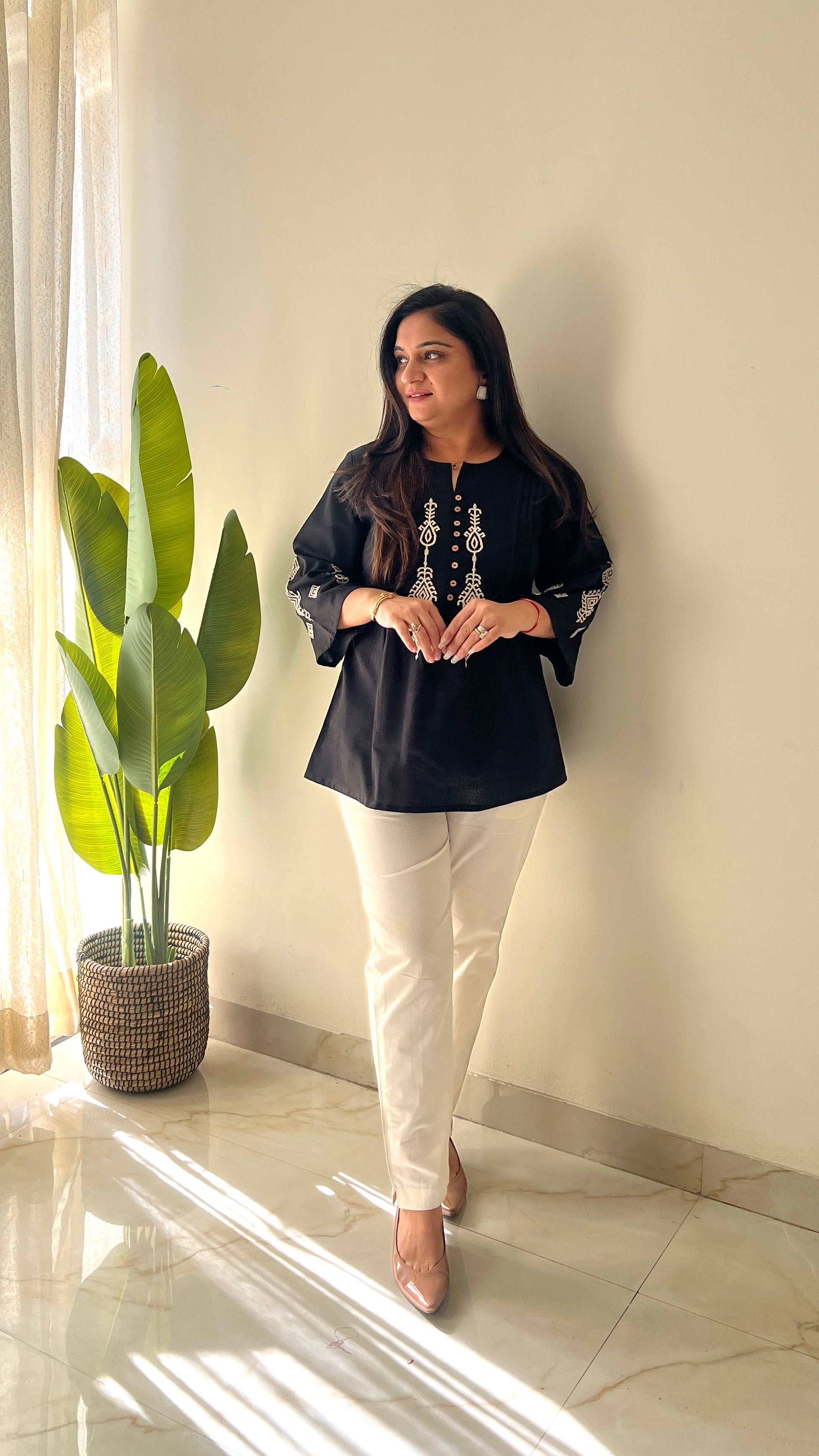 Hema Cotton Embroidered Short Top