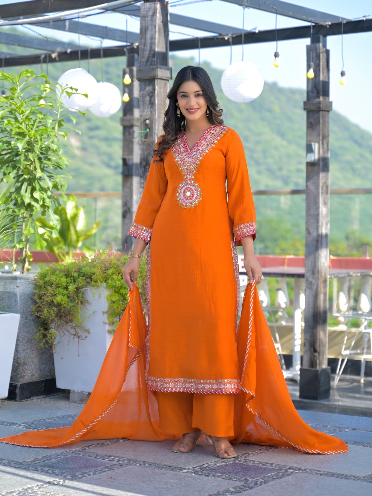 Day 1 Orange Navratri outfit