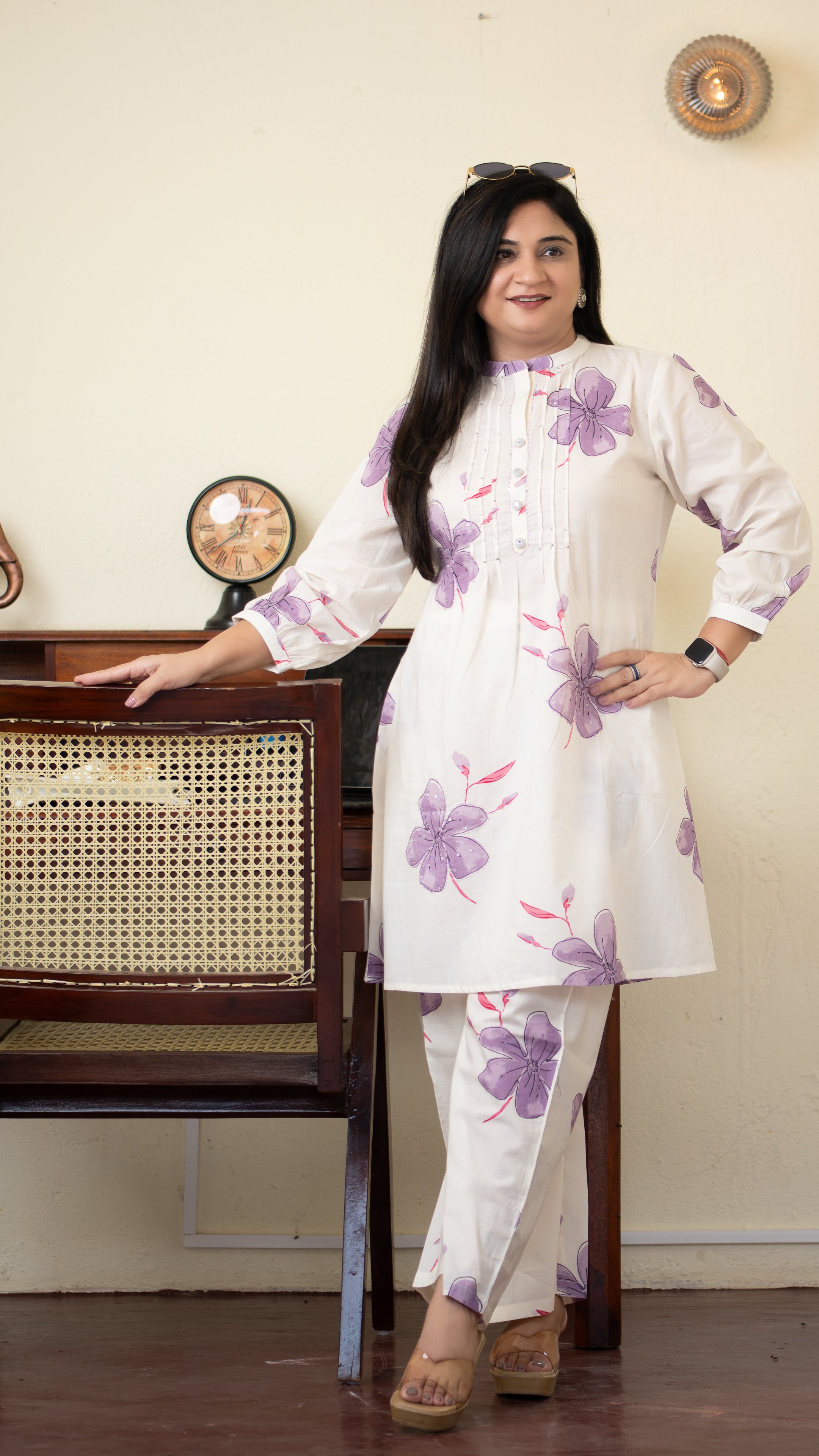 Emmi Purple Cotton Floral Coord Set