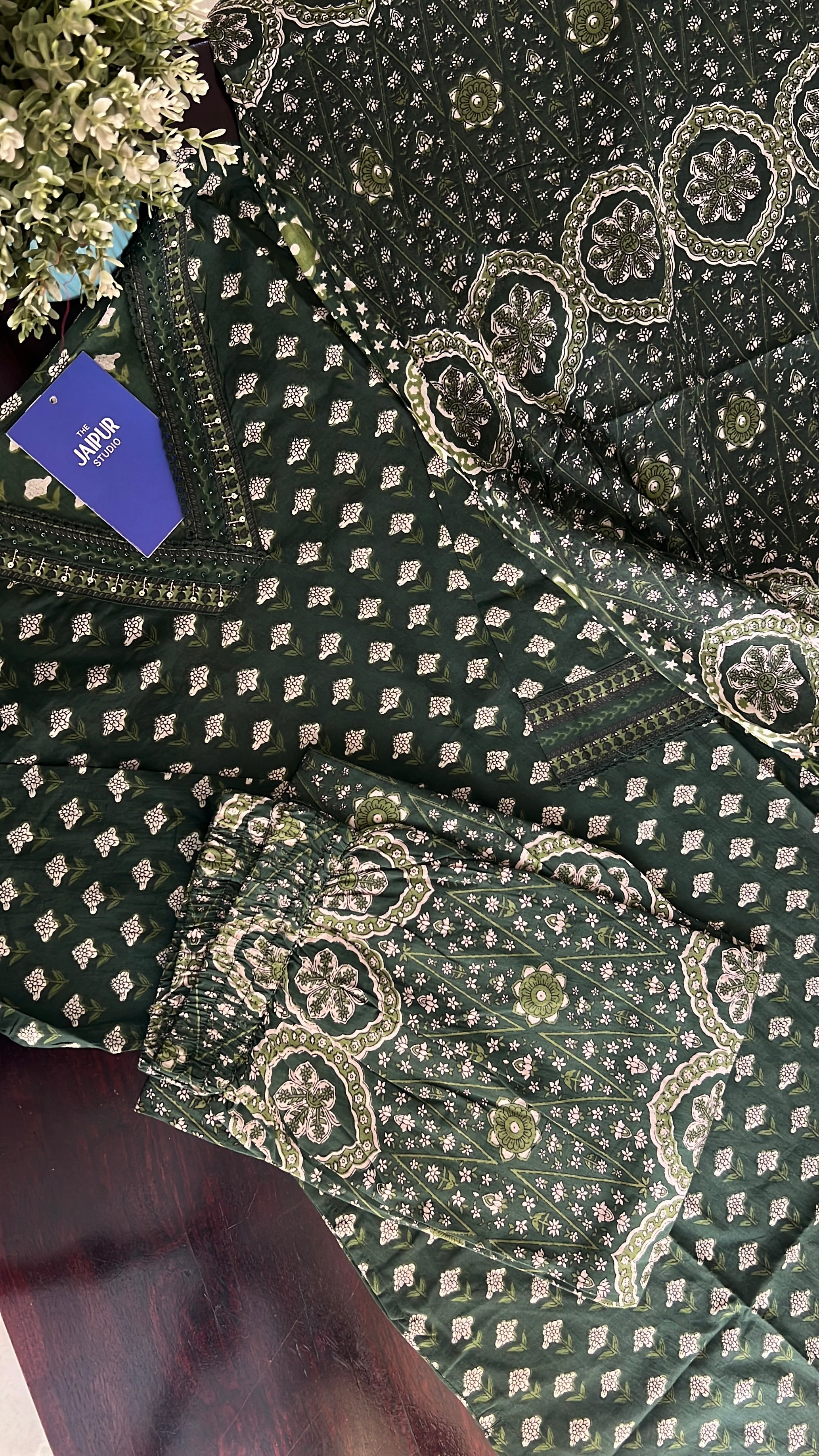 Divisha Ajrakh Cotton HandEmbroidered Pant set