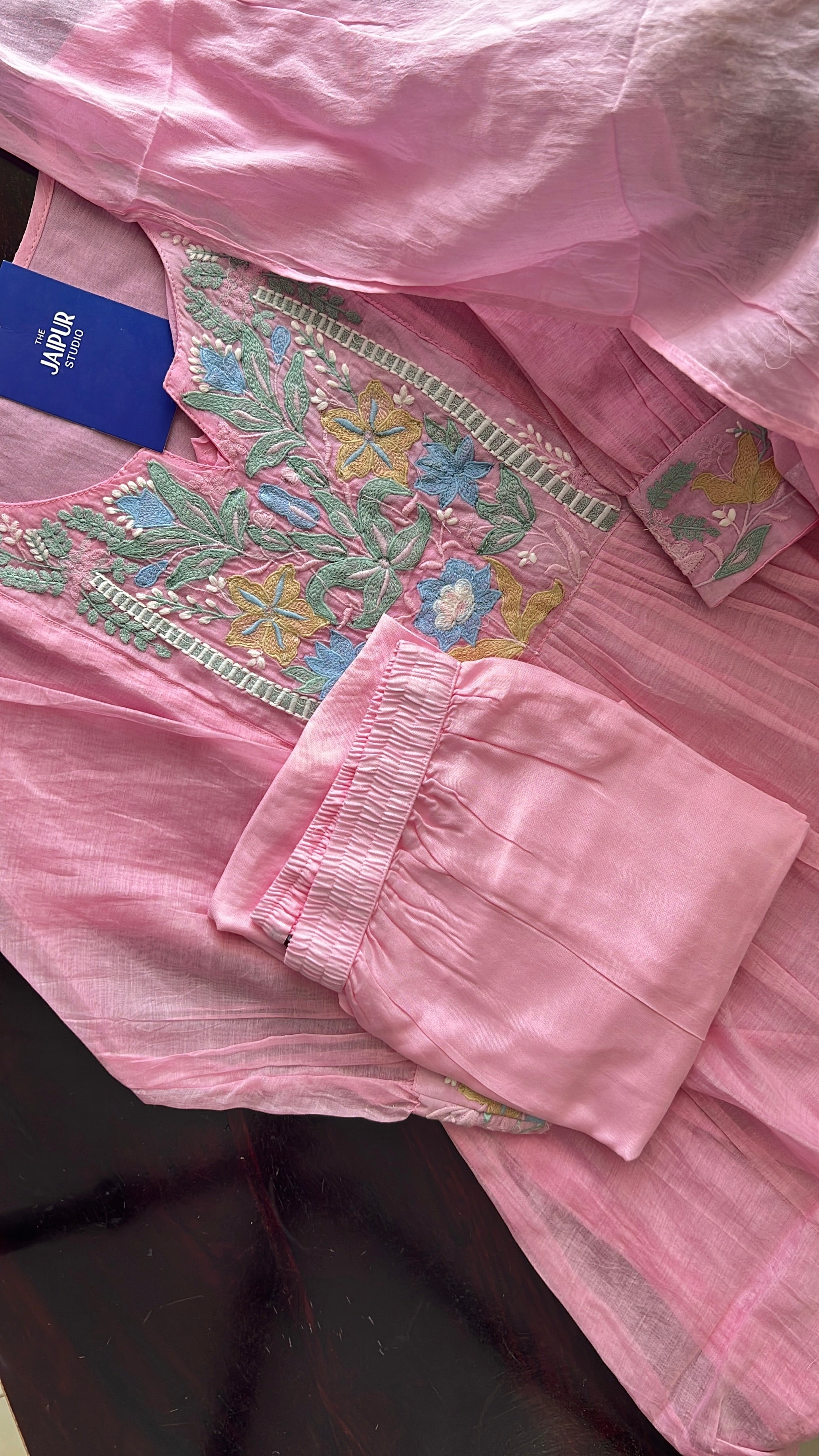Zainab Chanderi Embroidered A-line pant Set