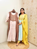 Vareeha Mul Chanderi HandEmbroidered A-line Dupatta Set