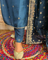 Silk Hand embroidered Pant Set - The Jaipur Studio