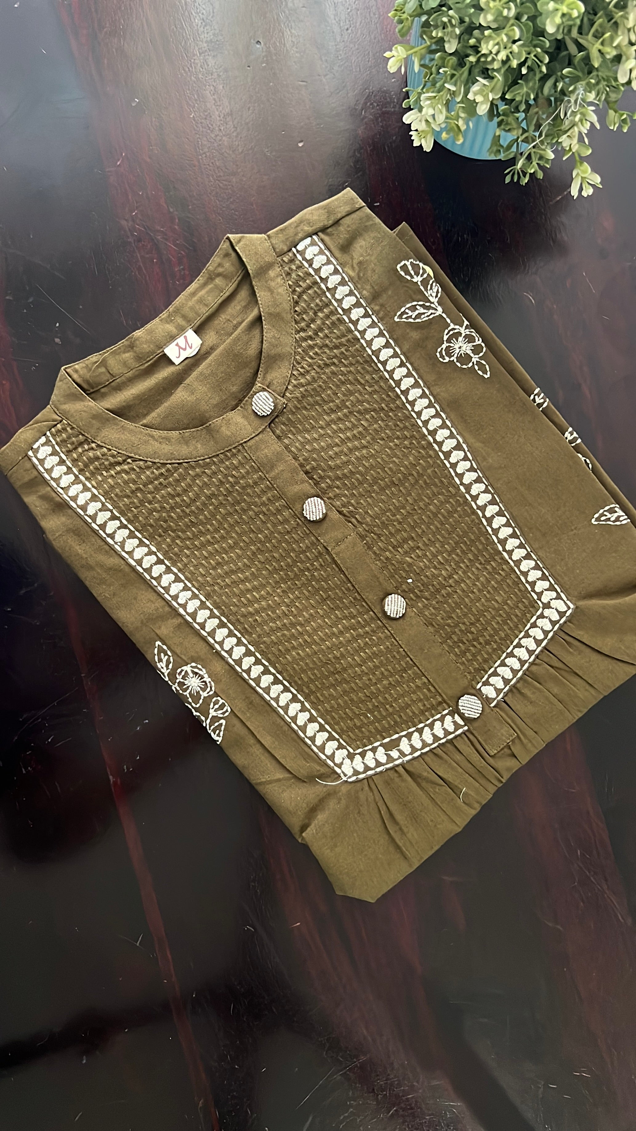 Tarini A-line cotton Embroidered Short Top