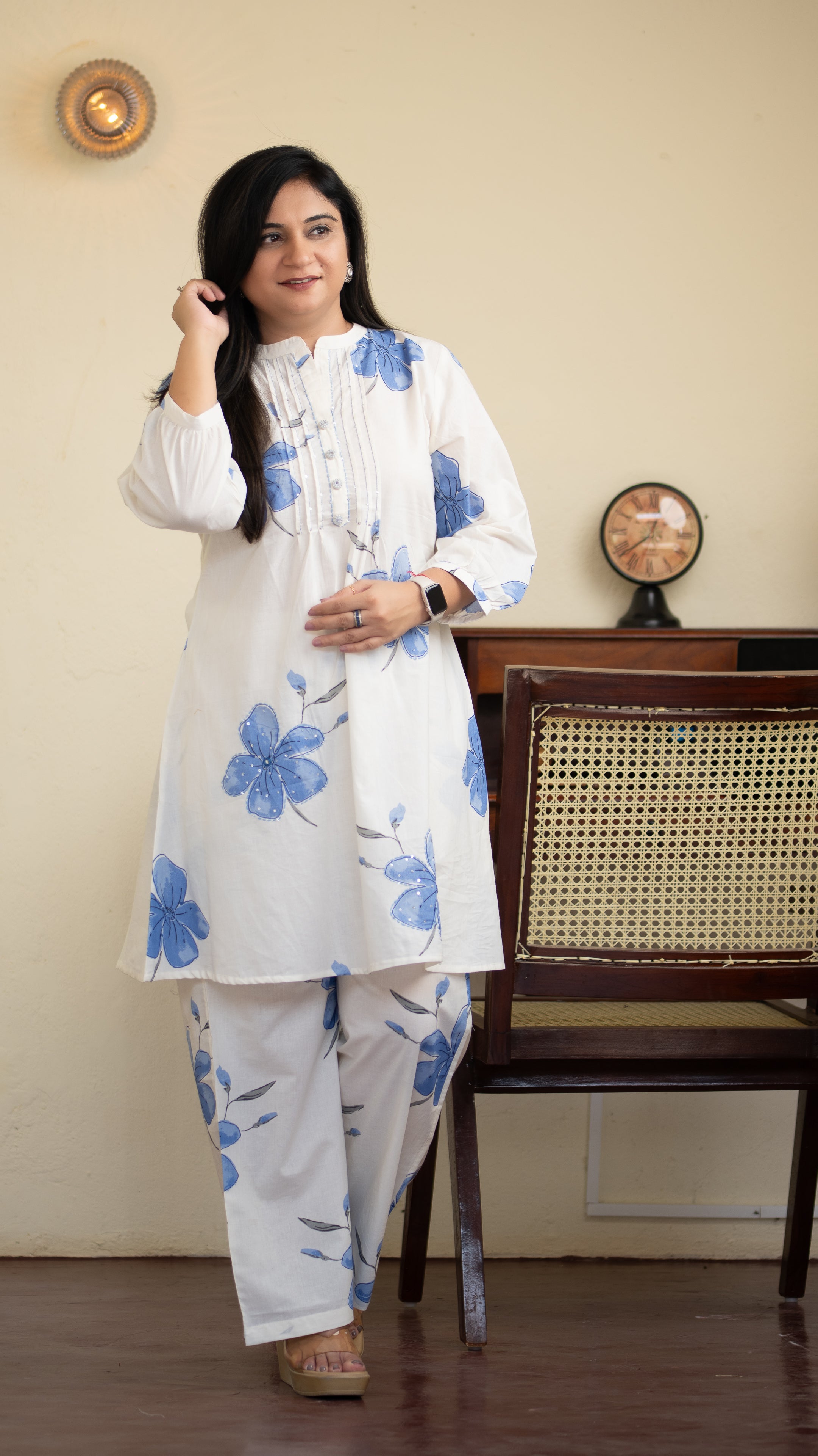 Emmi Blue Cotton Floral Coord Set
