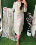 Muslin Multicolored Embroidered Pant Set