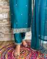 Muslin Solid Color Zari Embroidered Pant Set - The Jaipur Studio