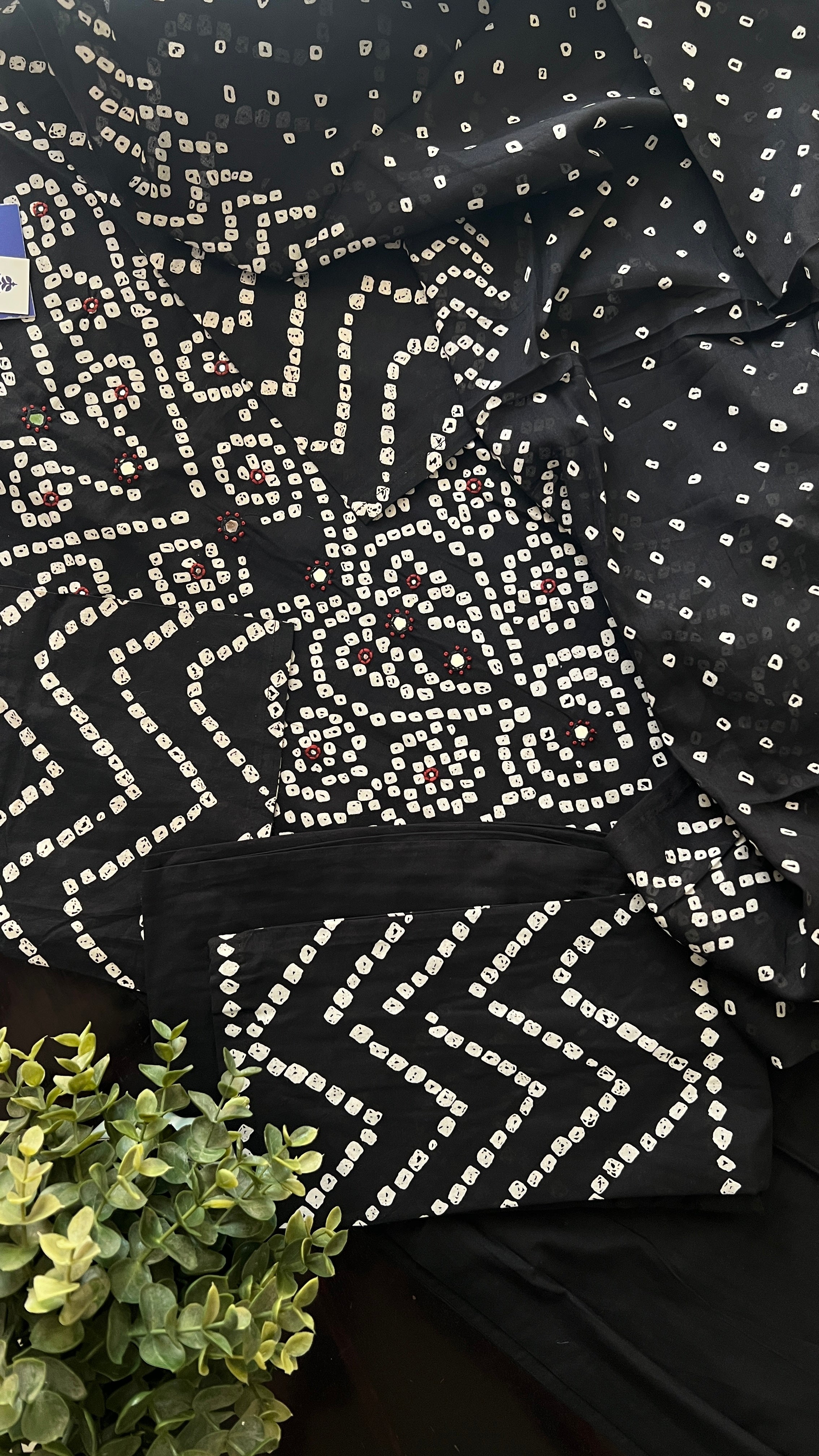 Sanchi Cotton Bandhani Straight Pant Set