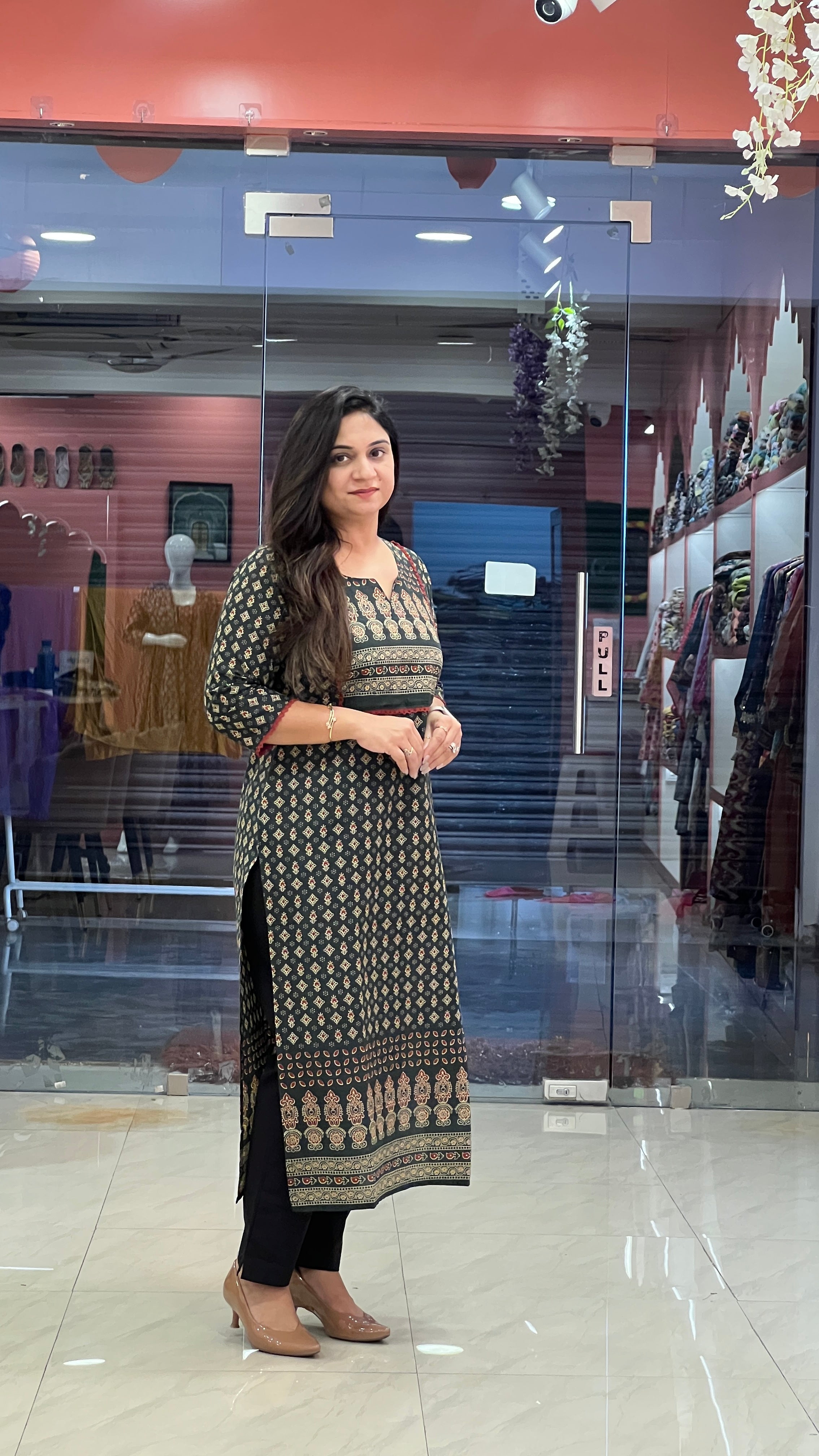 Cotton Ajrakh Casual Straight Kurta