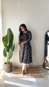 Black Floral Casual Cotton Straight Kurta - The Jaipur Studio