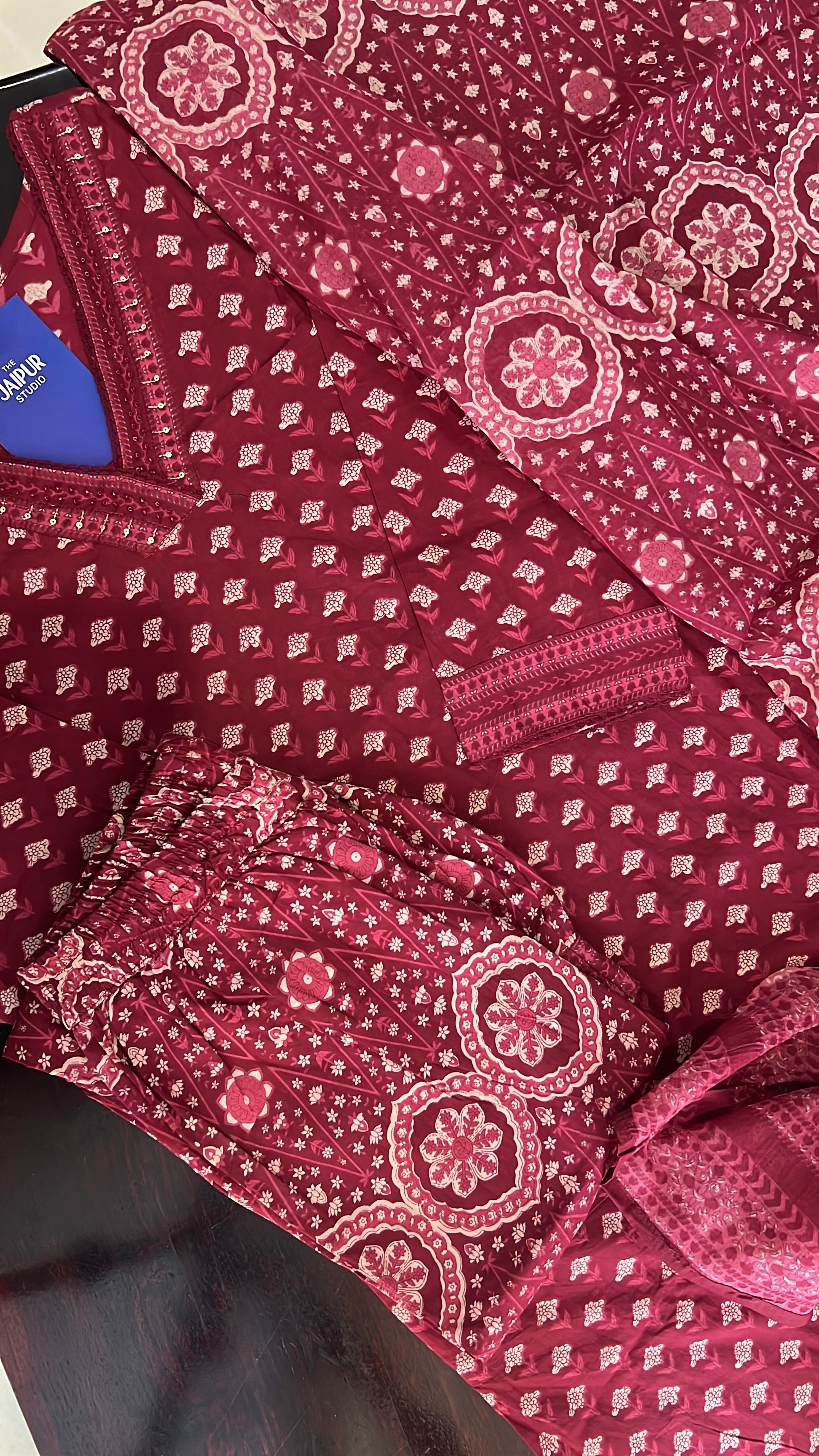 Divisha Ajrakh Cotton HandEmbroidered Pant set