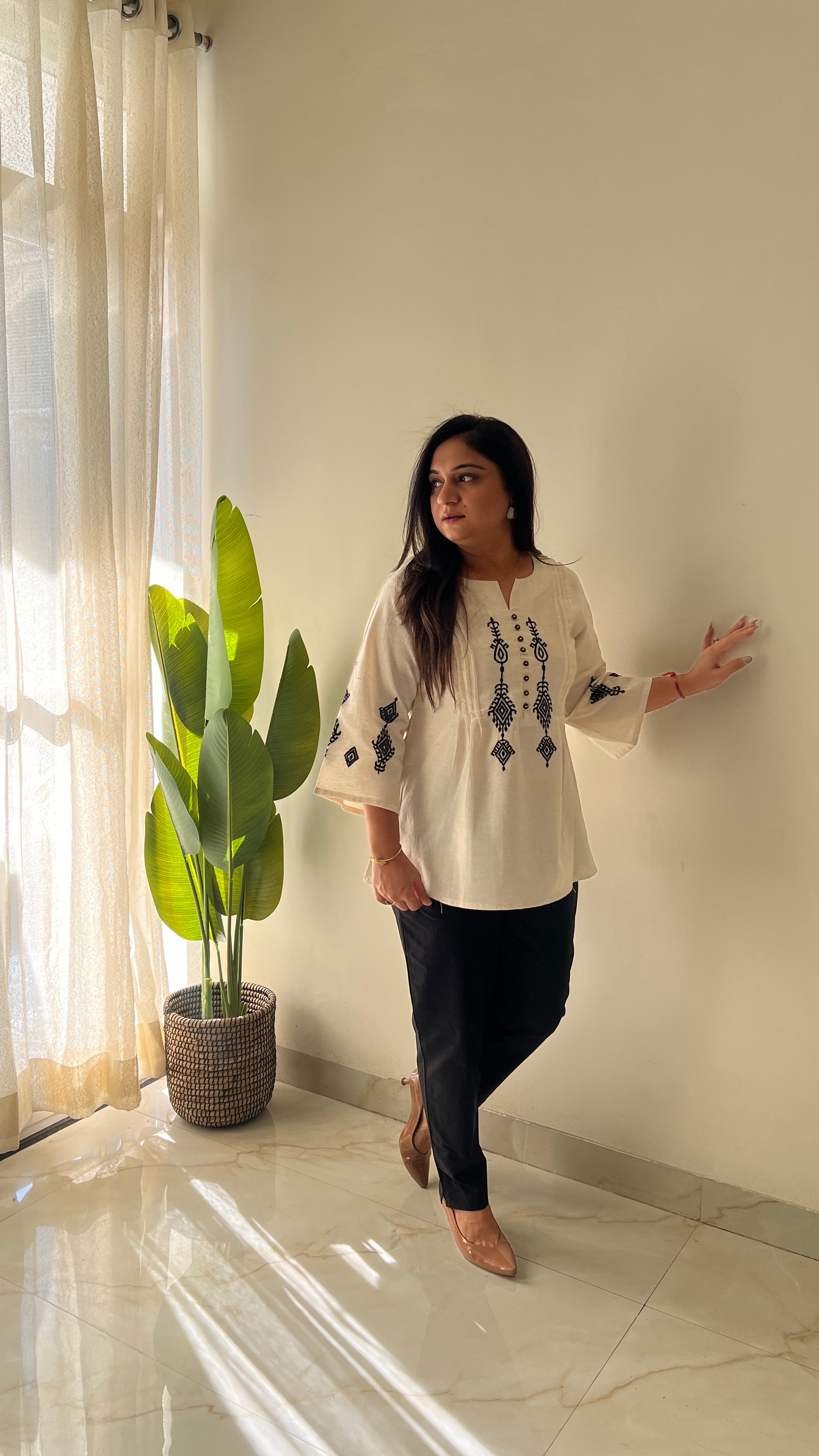 Hema Cotton Embroidered Short Top