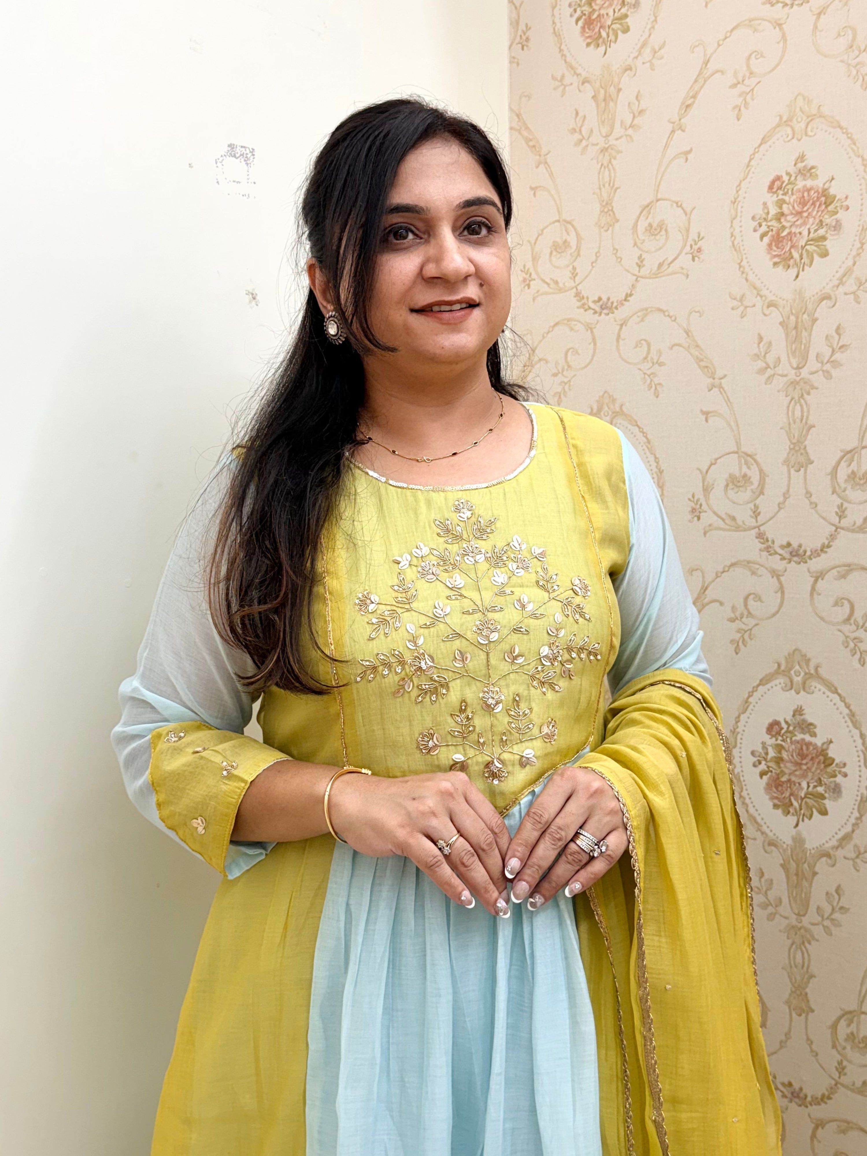 Vareeha Mul Chanderi HandEmbroidered A-line Dupatta Set