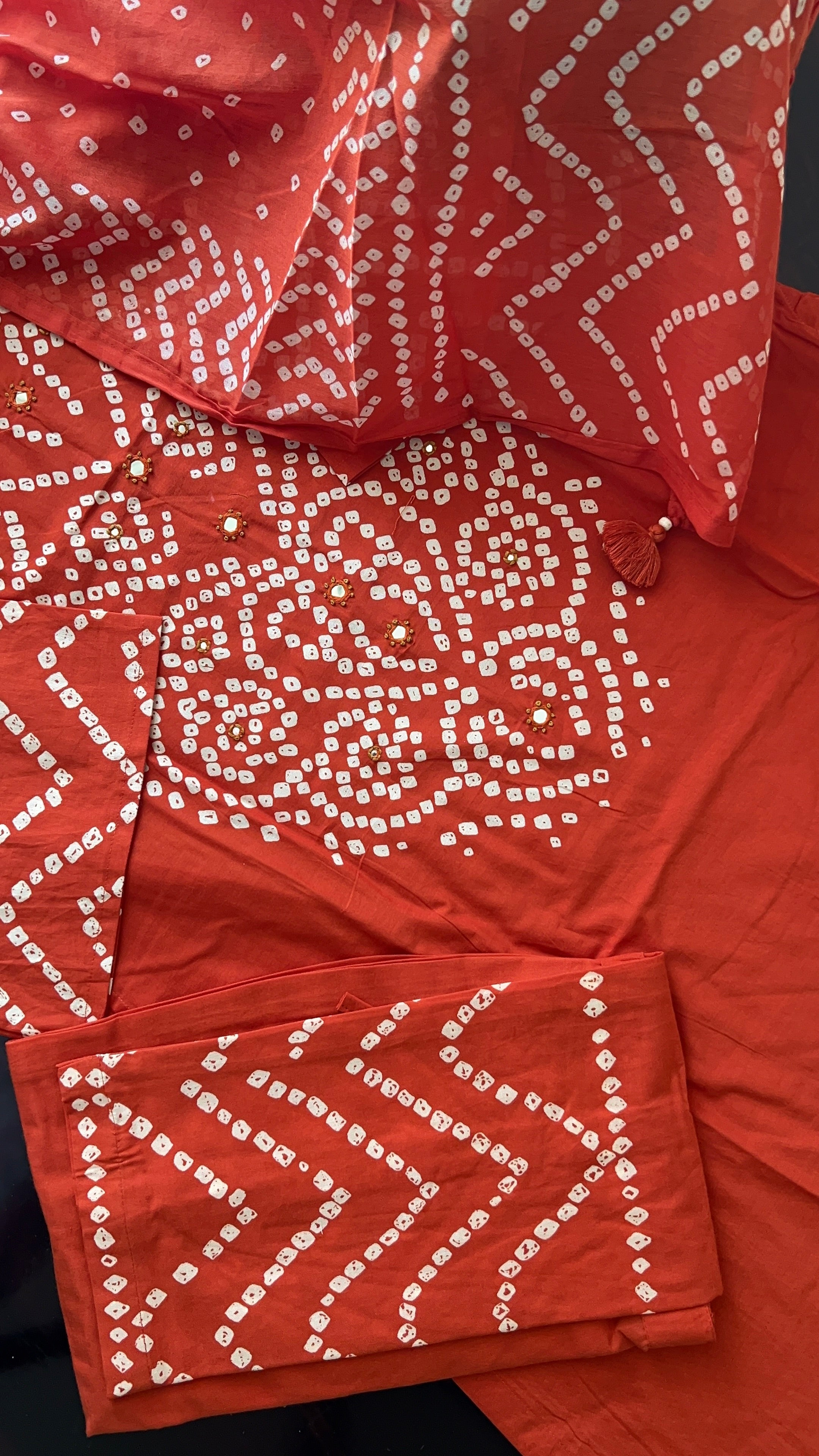 Sanchi Cotton Bandhani Straight Pant Set