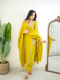 Sia Green Silk Festive HandEmbroidered Pant Set