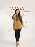 Aanya Mustard Cotton Ajrakh Emboidered Short Top