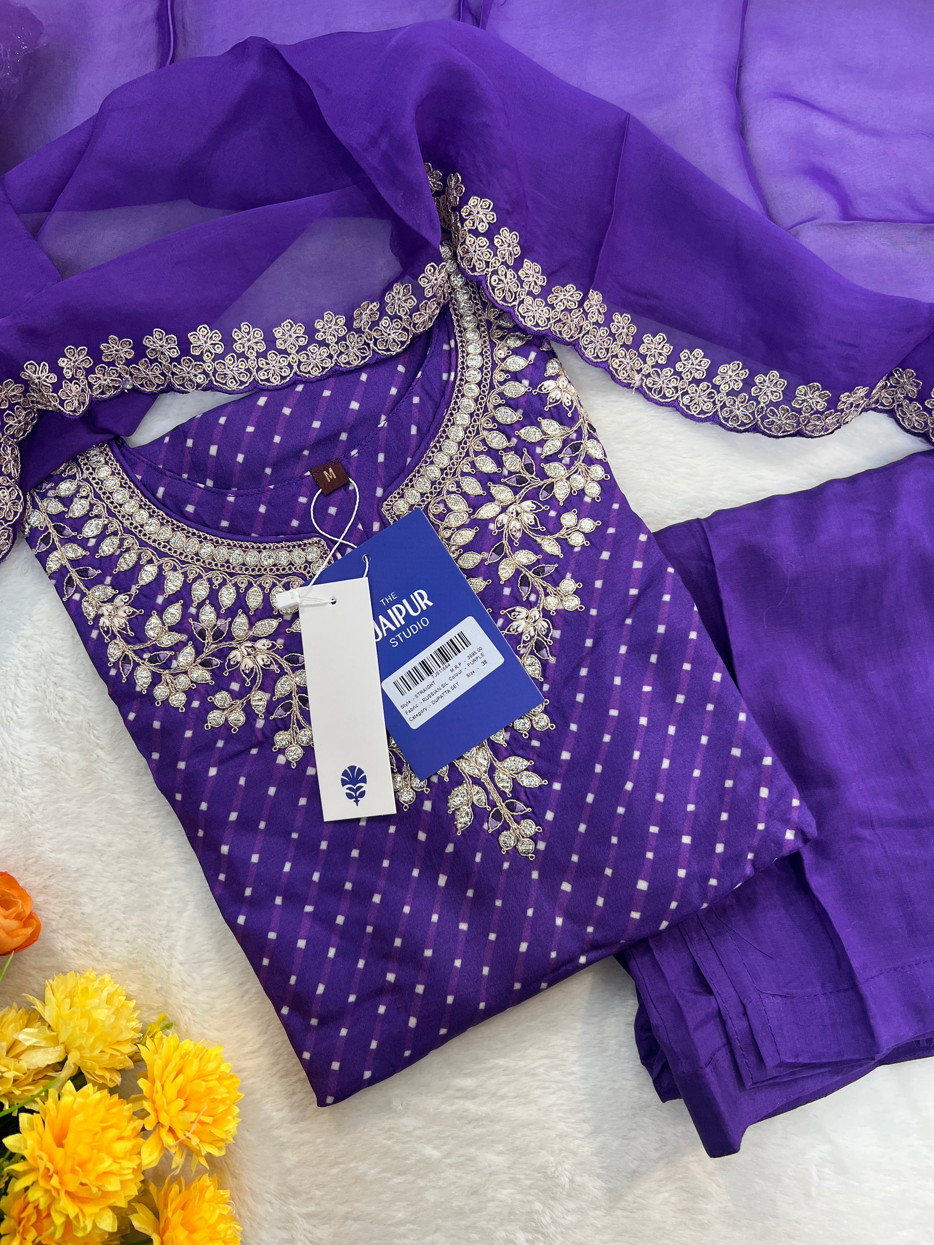 Zyra Bandhani Silk Embroidered Pant Set