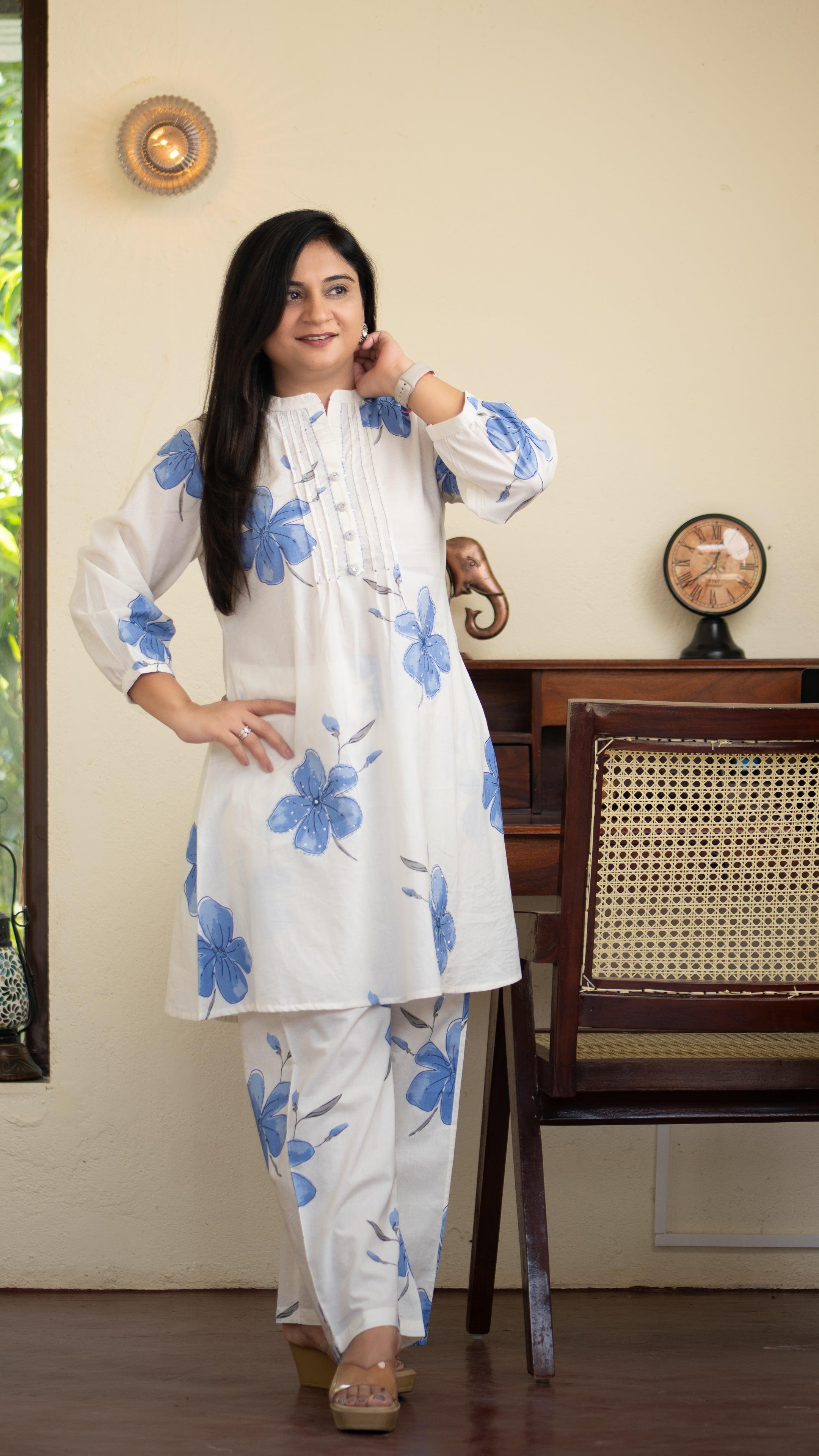 Emmi Blue Cotton Floral Coord Set