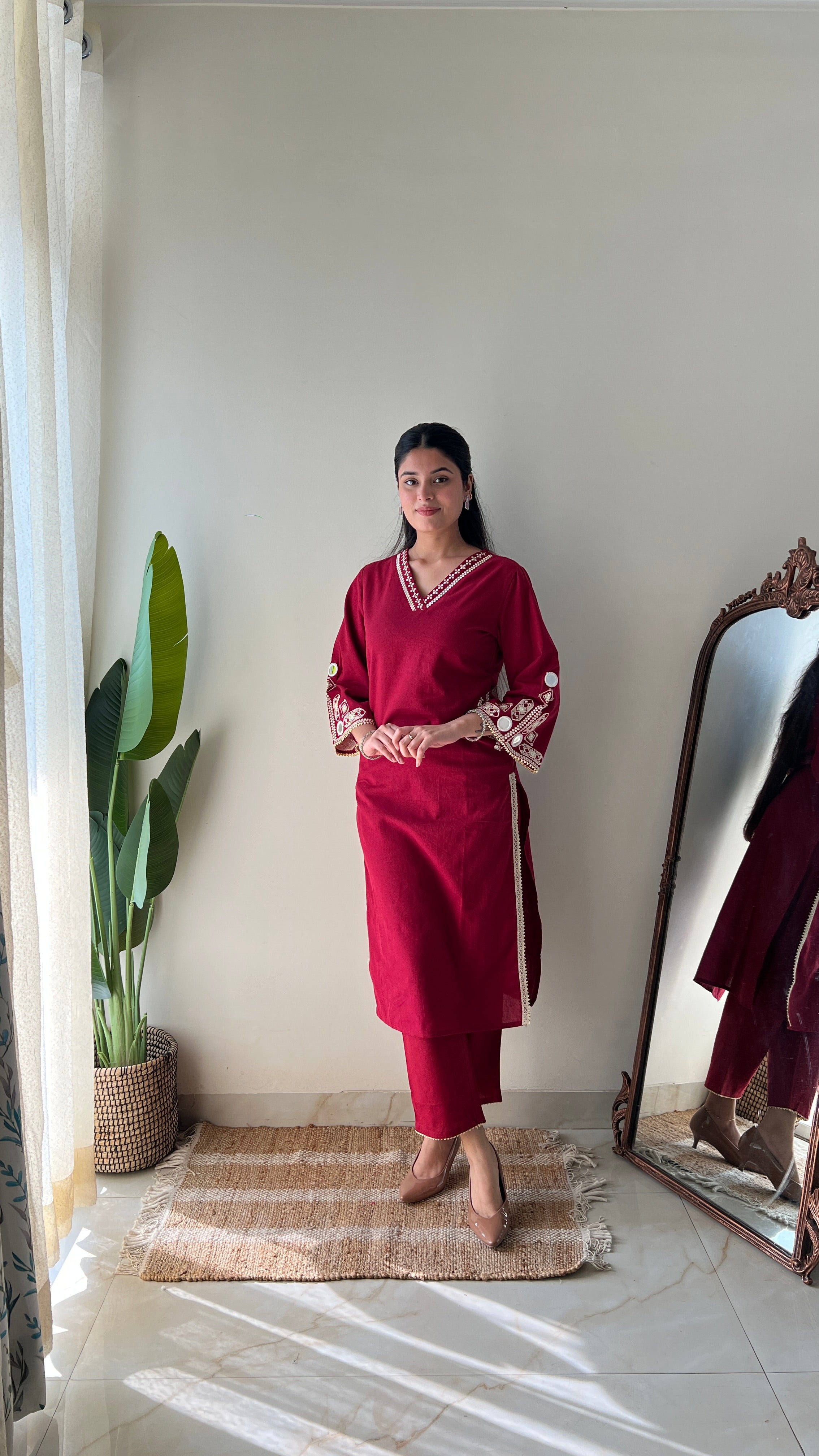 Jalsa Kutch Embroidered Straight Pant Set