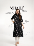 Shaili Black Cotton Casual A-line Kurta