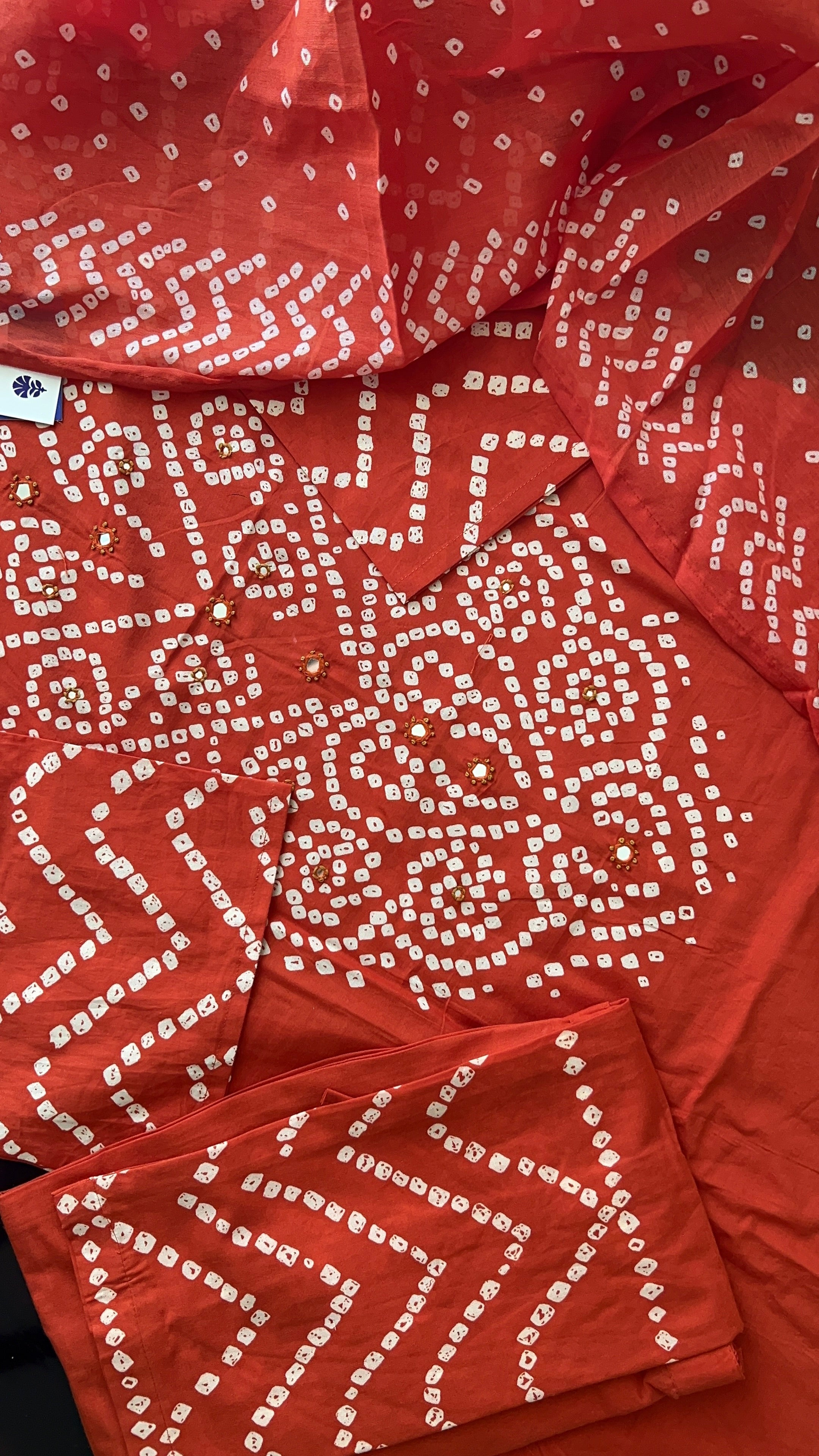 Sanchi Cotton Bandhani Straight Pant Set