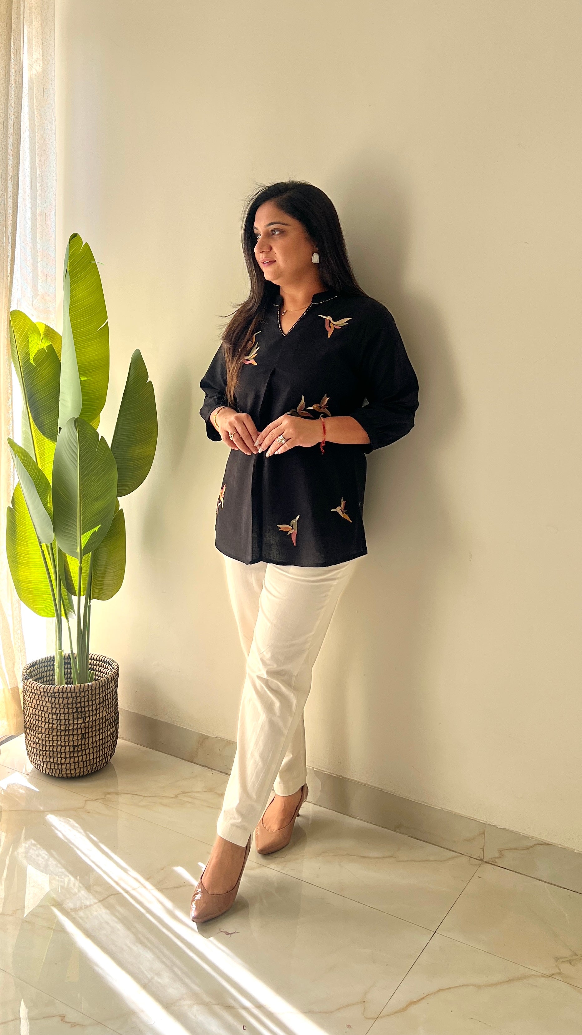 Kashi Cotton Embroidered Short Top