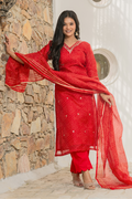 Bandhani Kota Doria Embroidered Pant Set