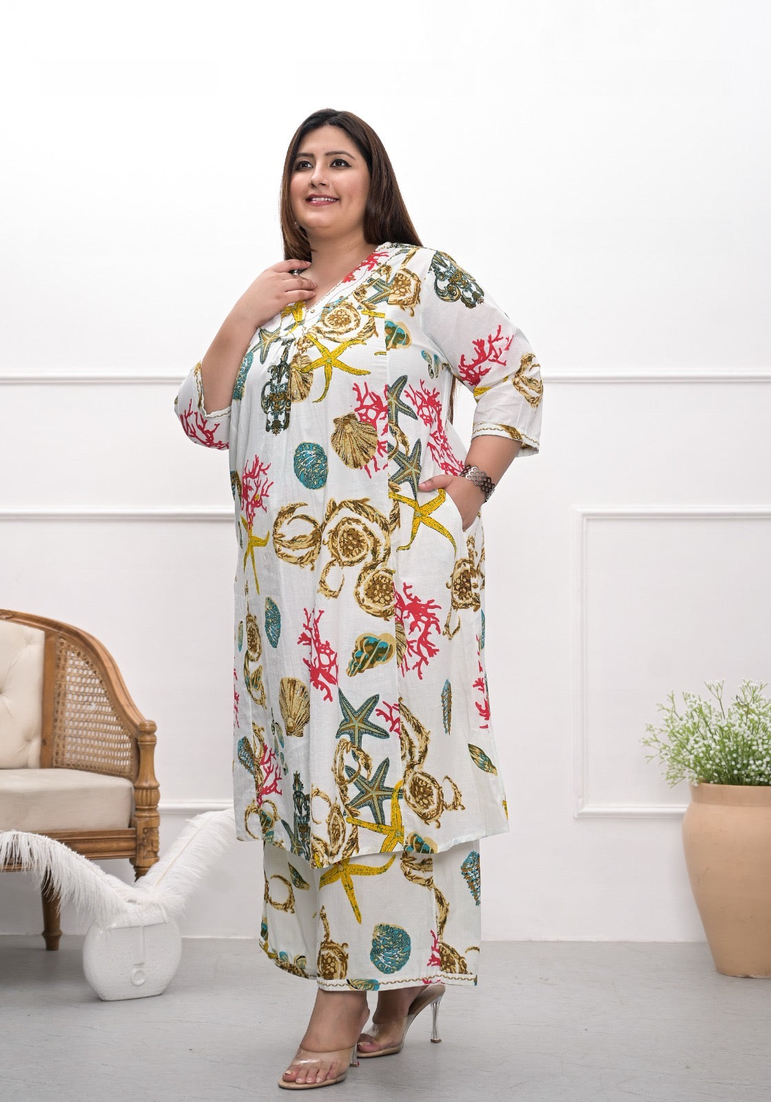 Plus Size Cotton A-line Coord Set - The Jaipur Studio