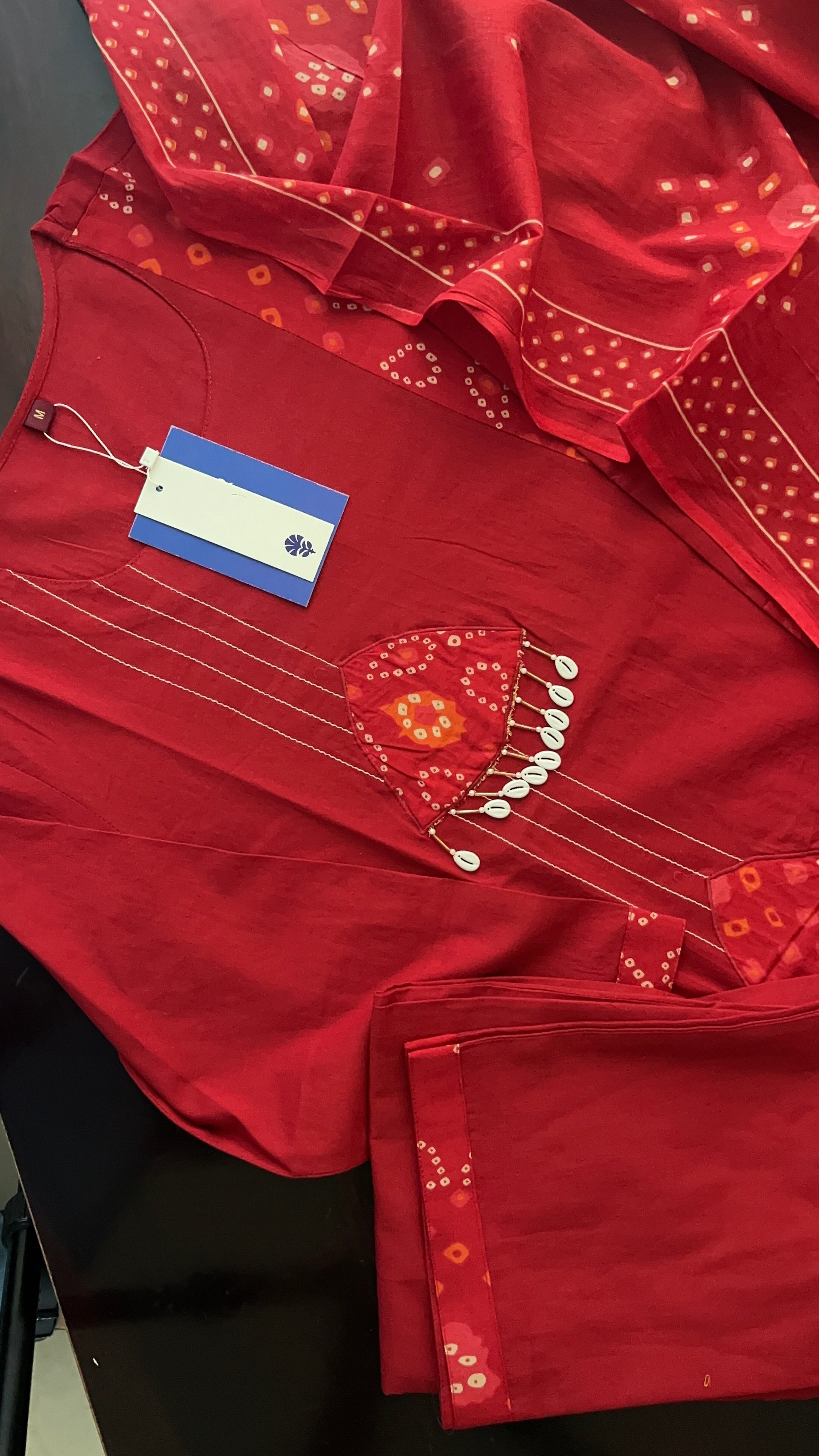 Raha MulCotton Bandhani Hand Detailed Pant Set