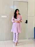Reva Lilac Mul Chanderi Chikankari Embroidered Coord Set