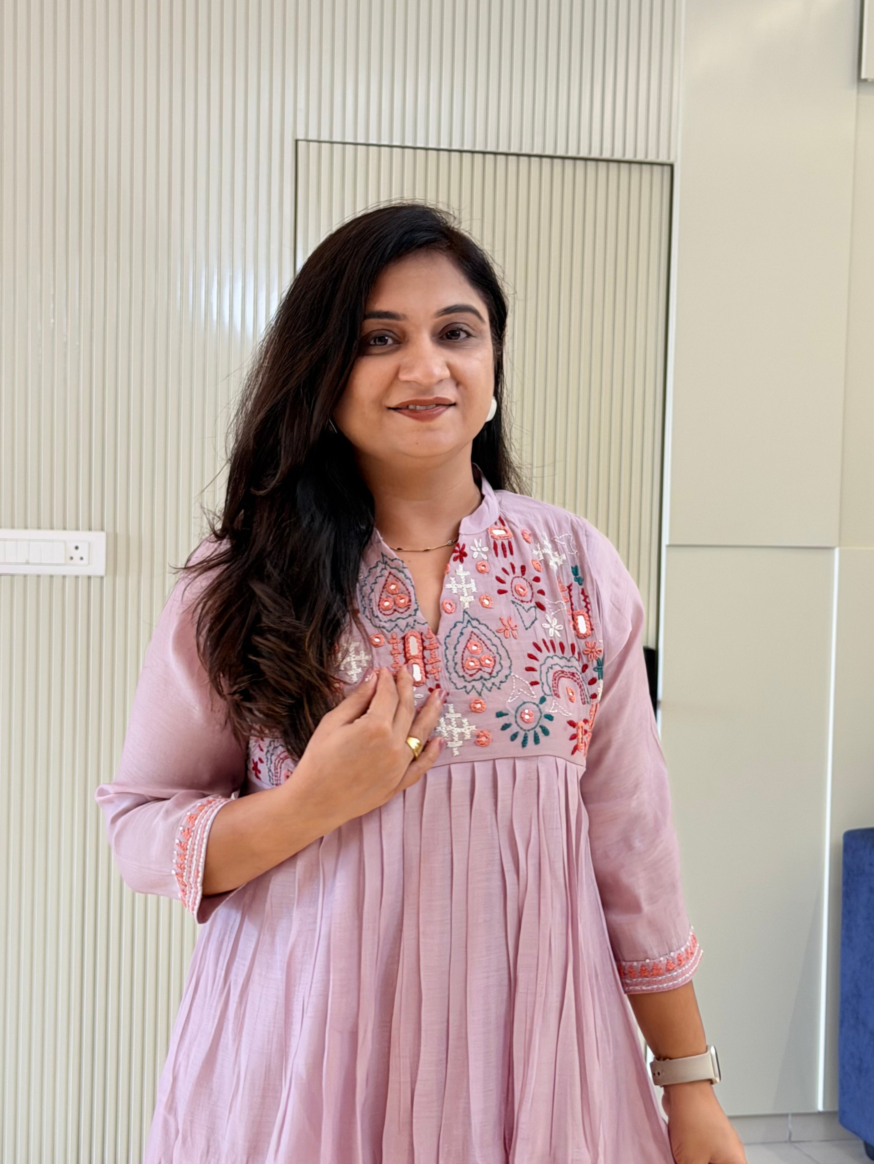 Reva Lilac Mul Chanderi Chikankari Embroidered Coord Set