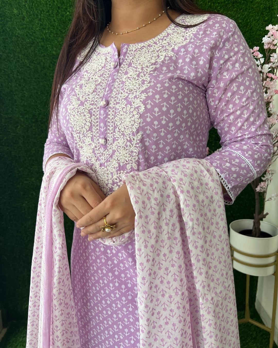 Jaipuri Cotton Embroidered Pant Set - The Jaipur Studio