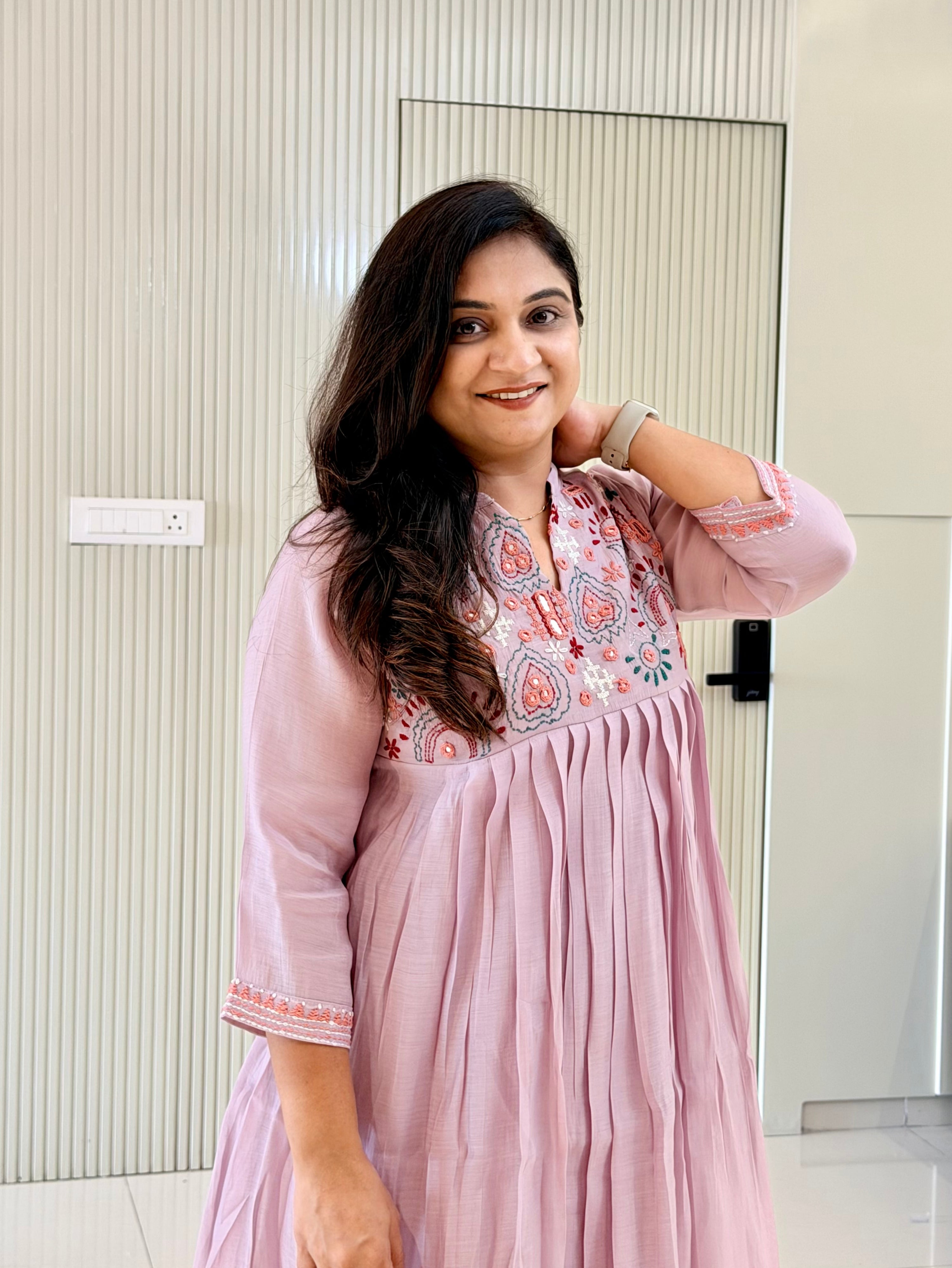 Reva Lilac Mul Chanderi Chikankari Embroidered Coord Set
