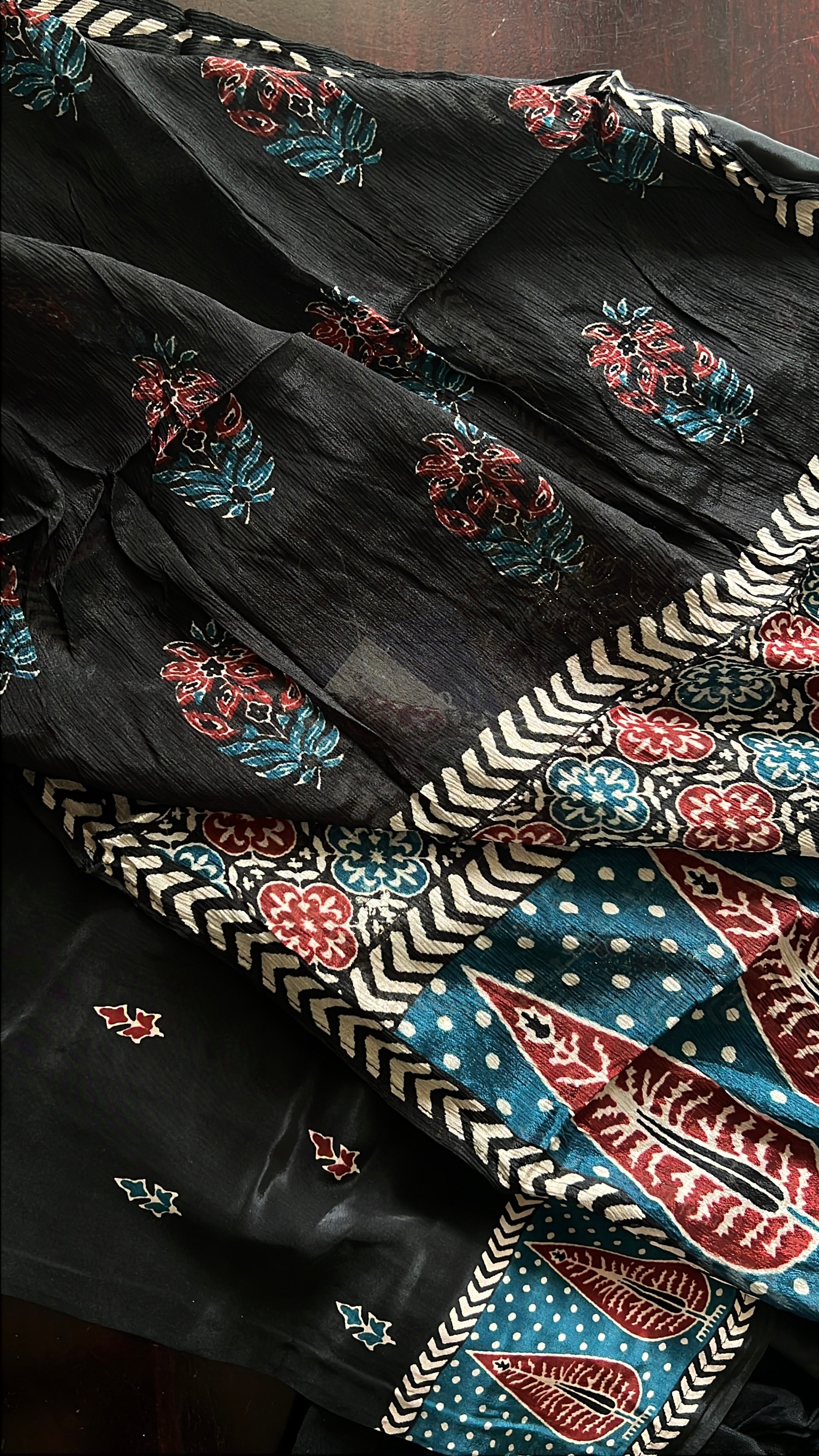 Dhara Ajrakh Crepe HandDetailed Pant Set