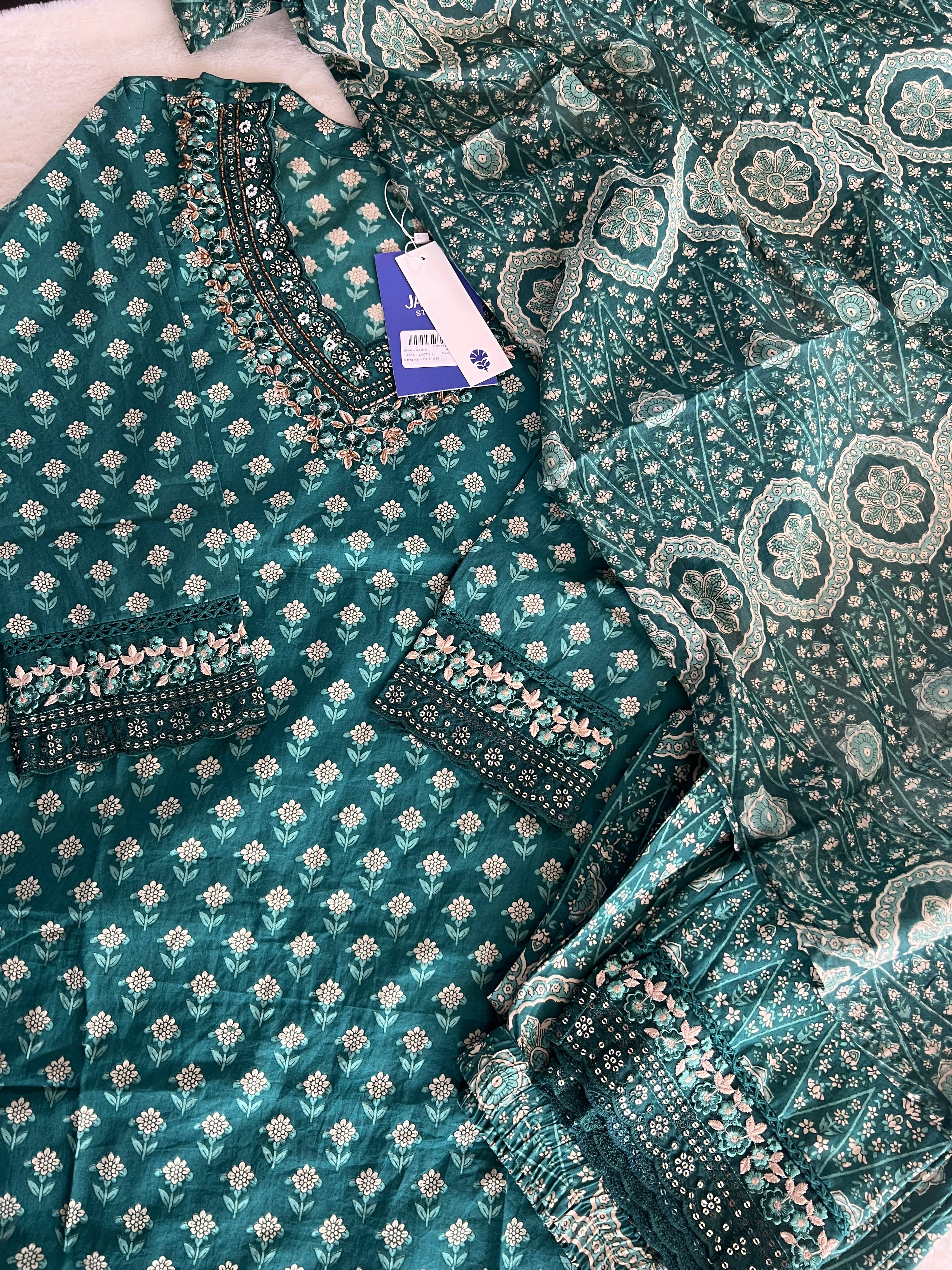 Dimpee Ajrakh Cotton HandEmbroidered Pant set